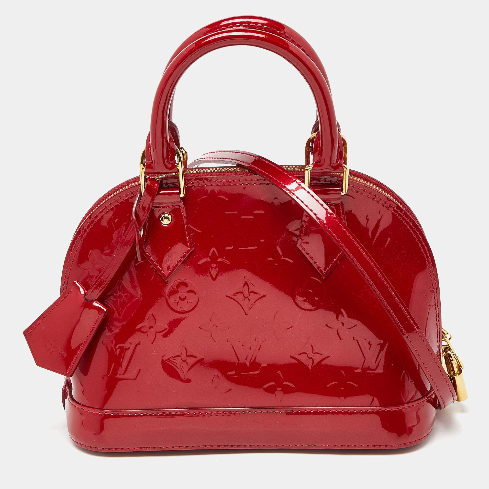 Pre Owned Louis Vuitton Cerise Monogram Vernis Alma BB Bag