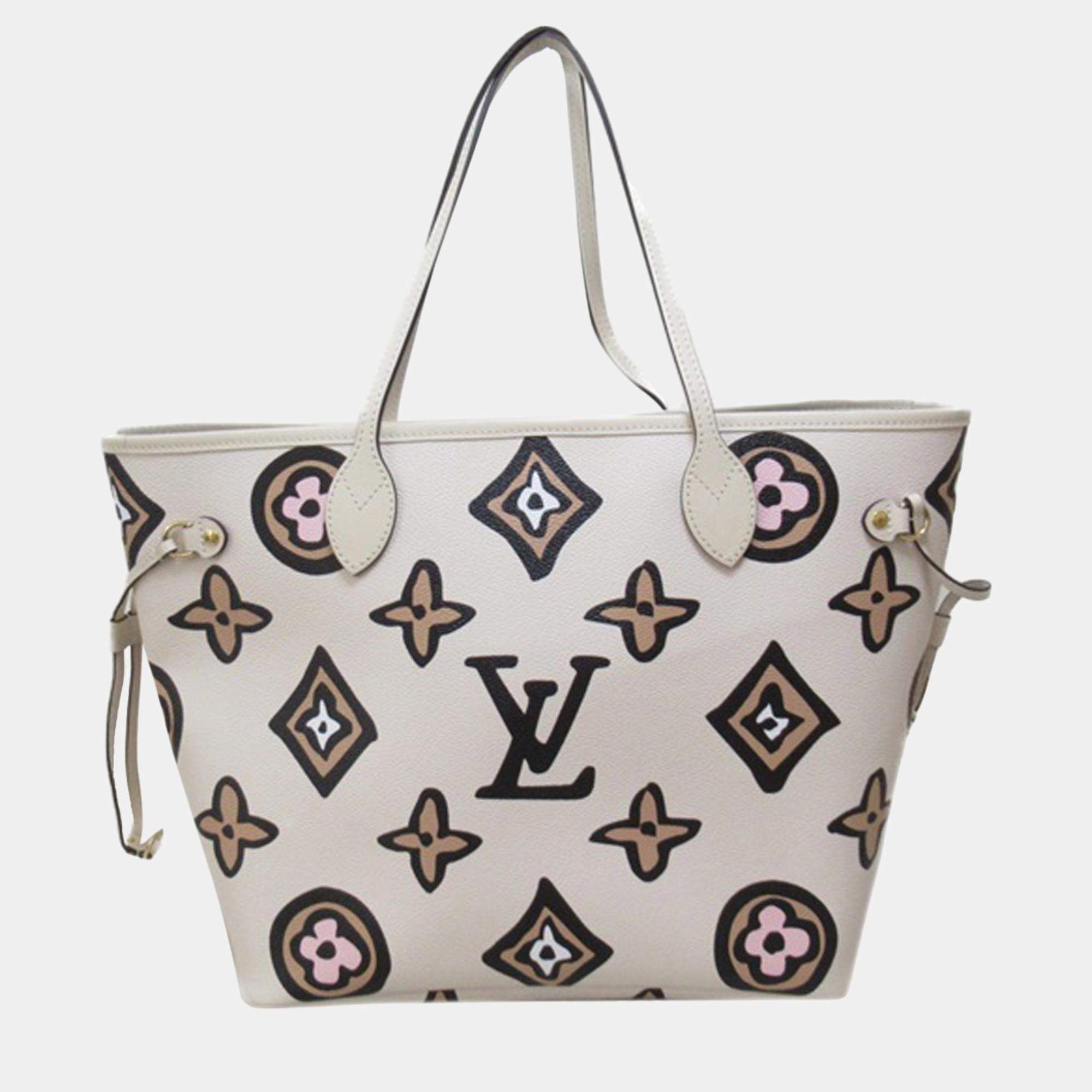 Pre Owned Louis Vuitton White Monogram Giant Wild at Heart Neverfull MM