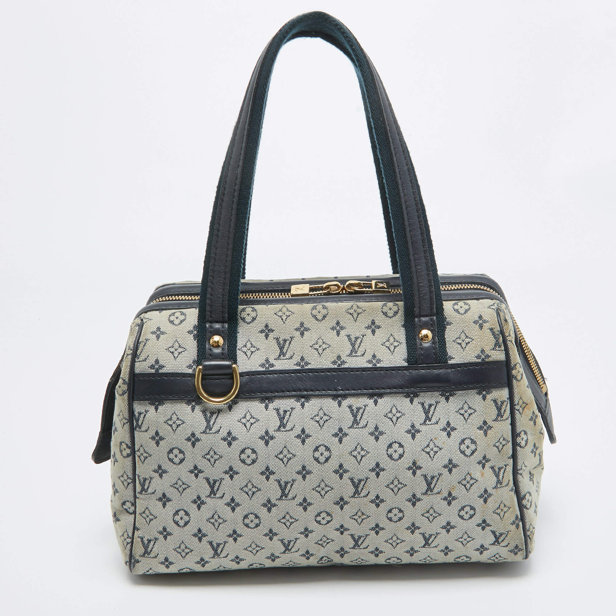 Pre Owned Louis Vuitton Navy Blue Monogram Mini Lin Josephine PM Bag