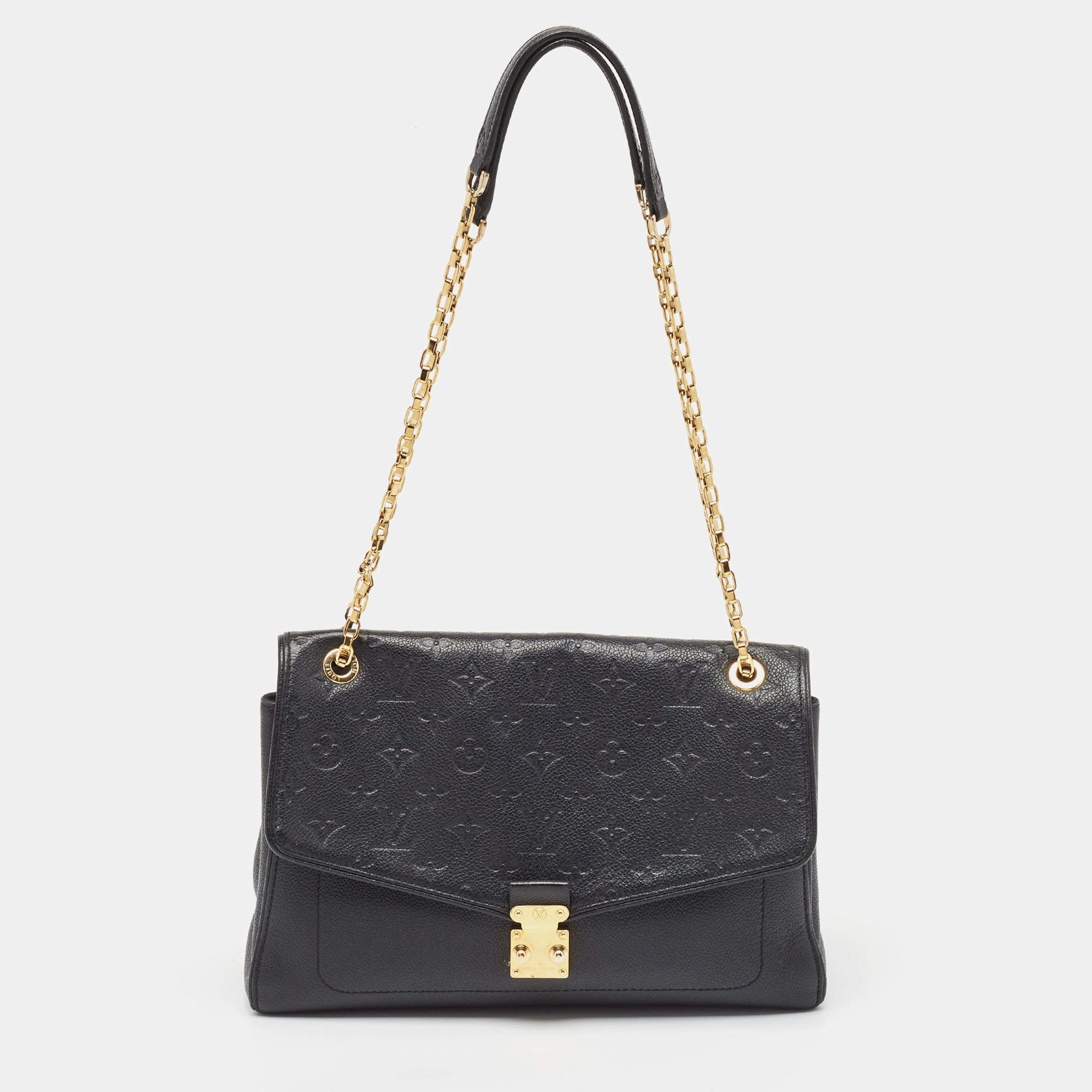 Pre Owned Louis Vuitton Black Monogram Empreinte Leather St Germain MM Bag