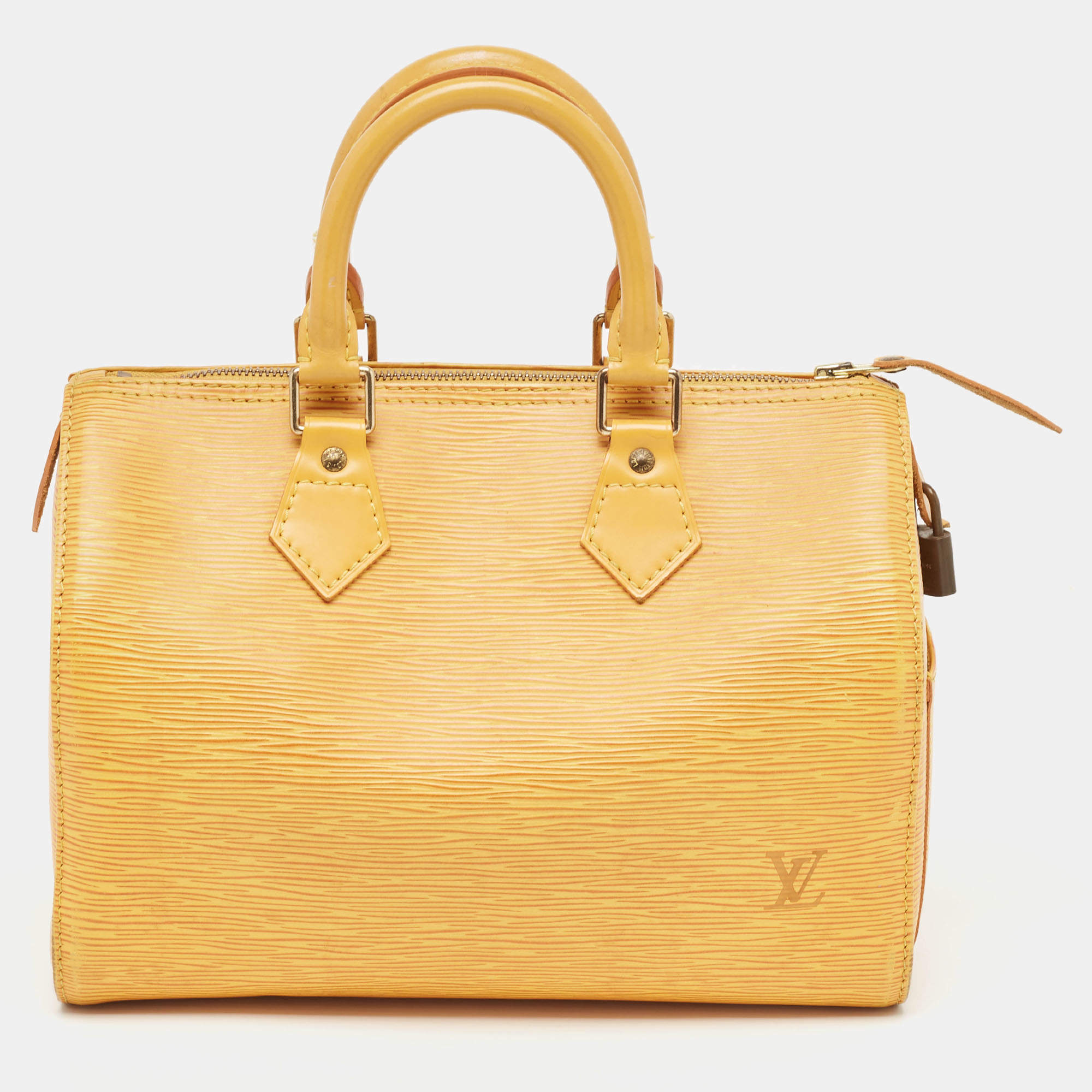 Pre Owned Louis Vuitton Tassil Yellow Epi Leather Speedy 25 Bag