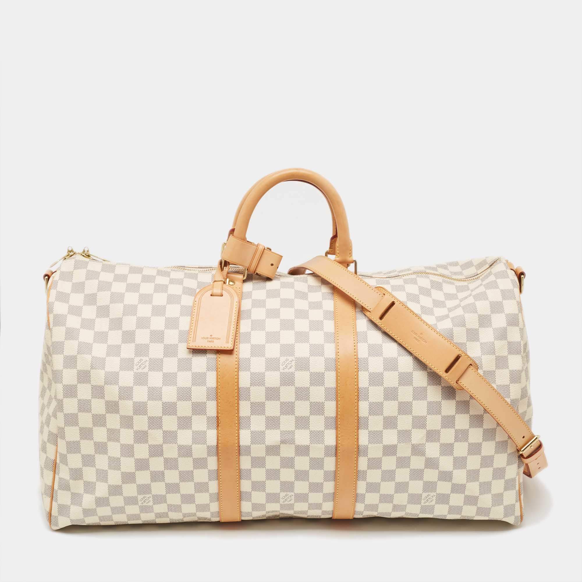 Louis Vuitton Damier Azur Canvas Keepall Bandouliere 55 Bag