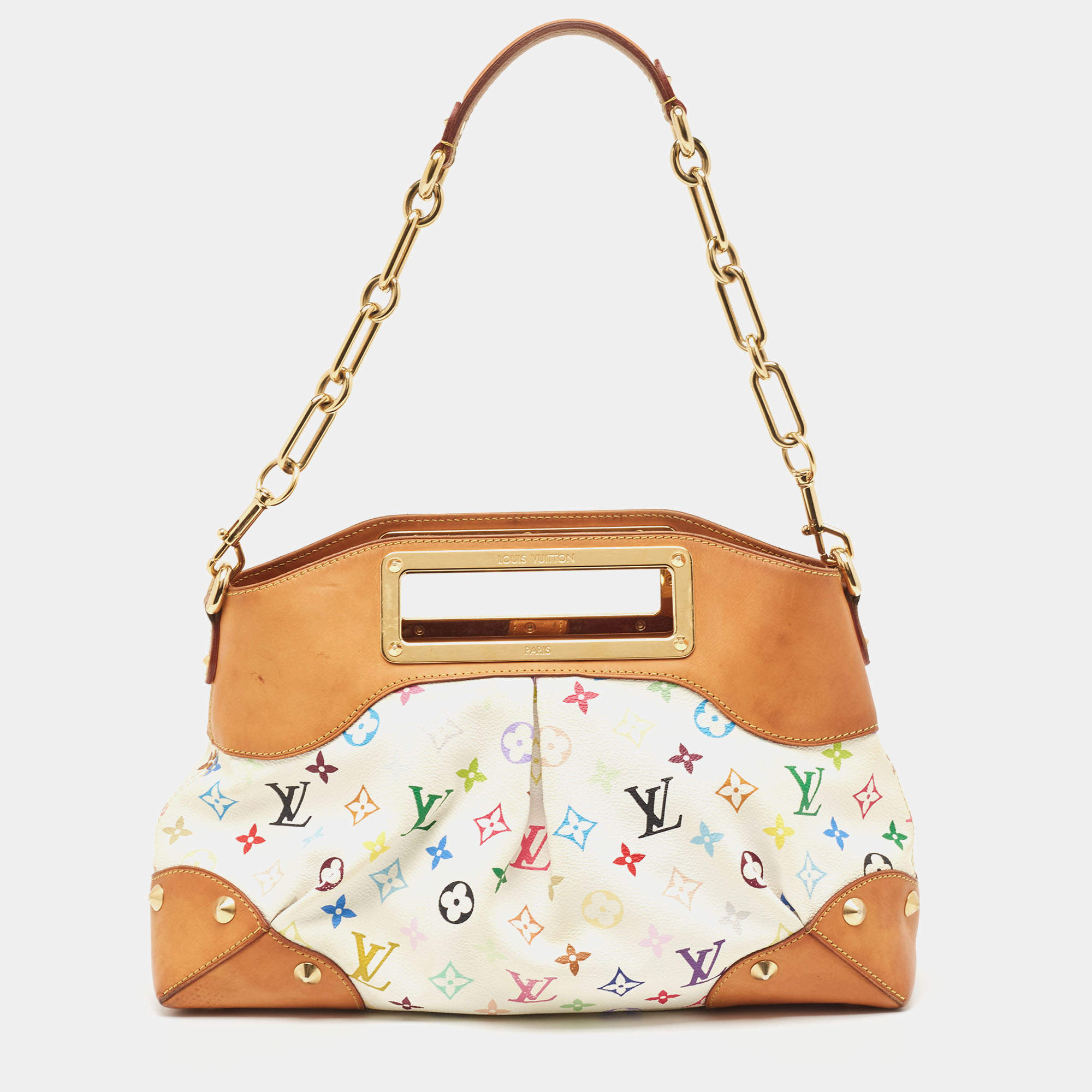 مملوكة مسبقًا Louis Vuitton White Monogram Multicolore Canvas Judy MM Bag