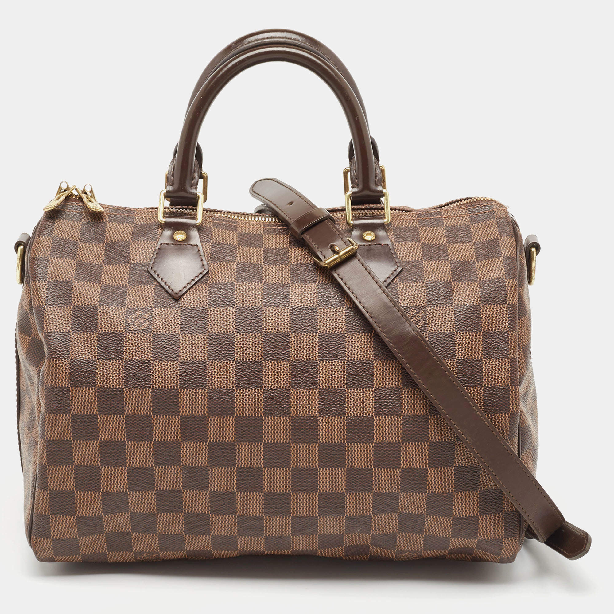 Pre Owned Louis Vuitton Damier Ebene Canvas Speedy Bandouliere 30 Bag