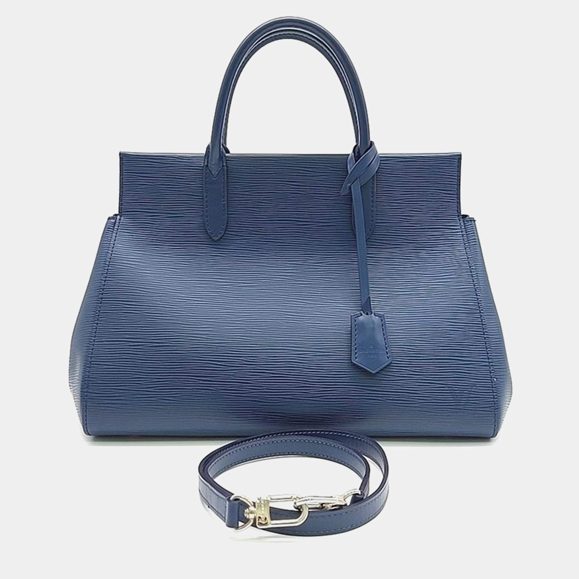 Pre Owned Louis Vuitton Navy Epi Leather Marly MM Tote Bag