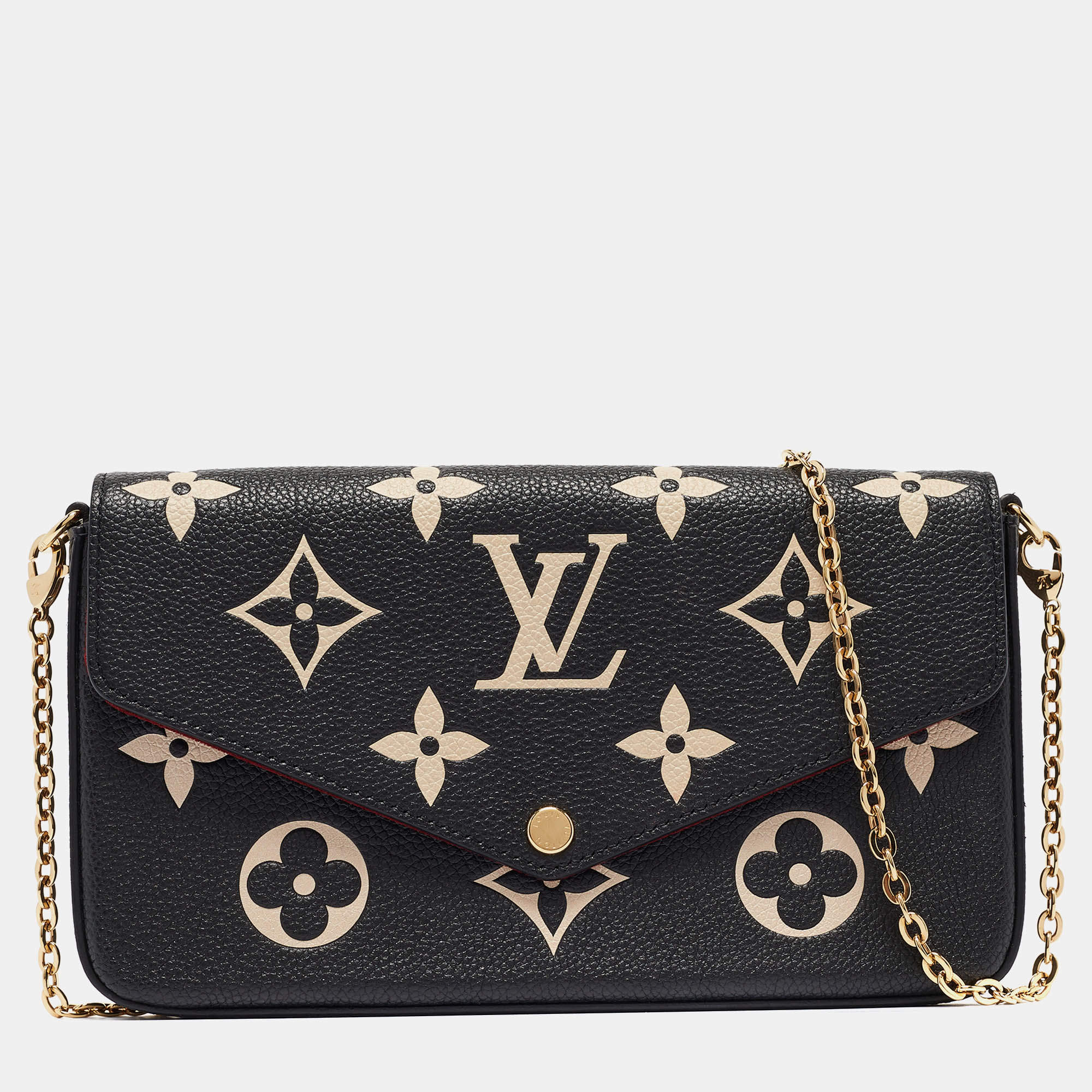 Pre Owned Louis Vuitton Black/Beige Monogram Leather Félicie Pochette