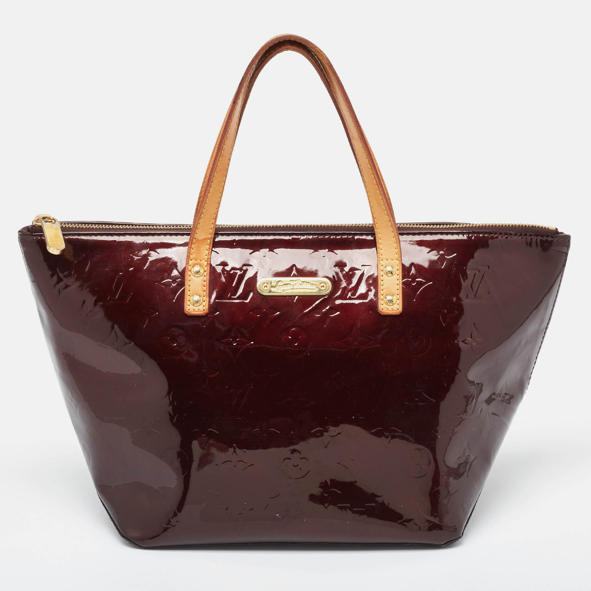 Pre Owned Louis Vuitton Amarante Monogram Vernis Bellevue PM Bag