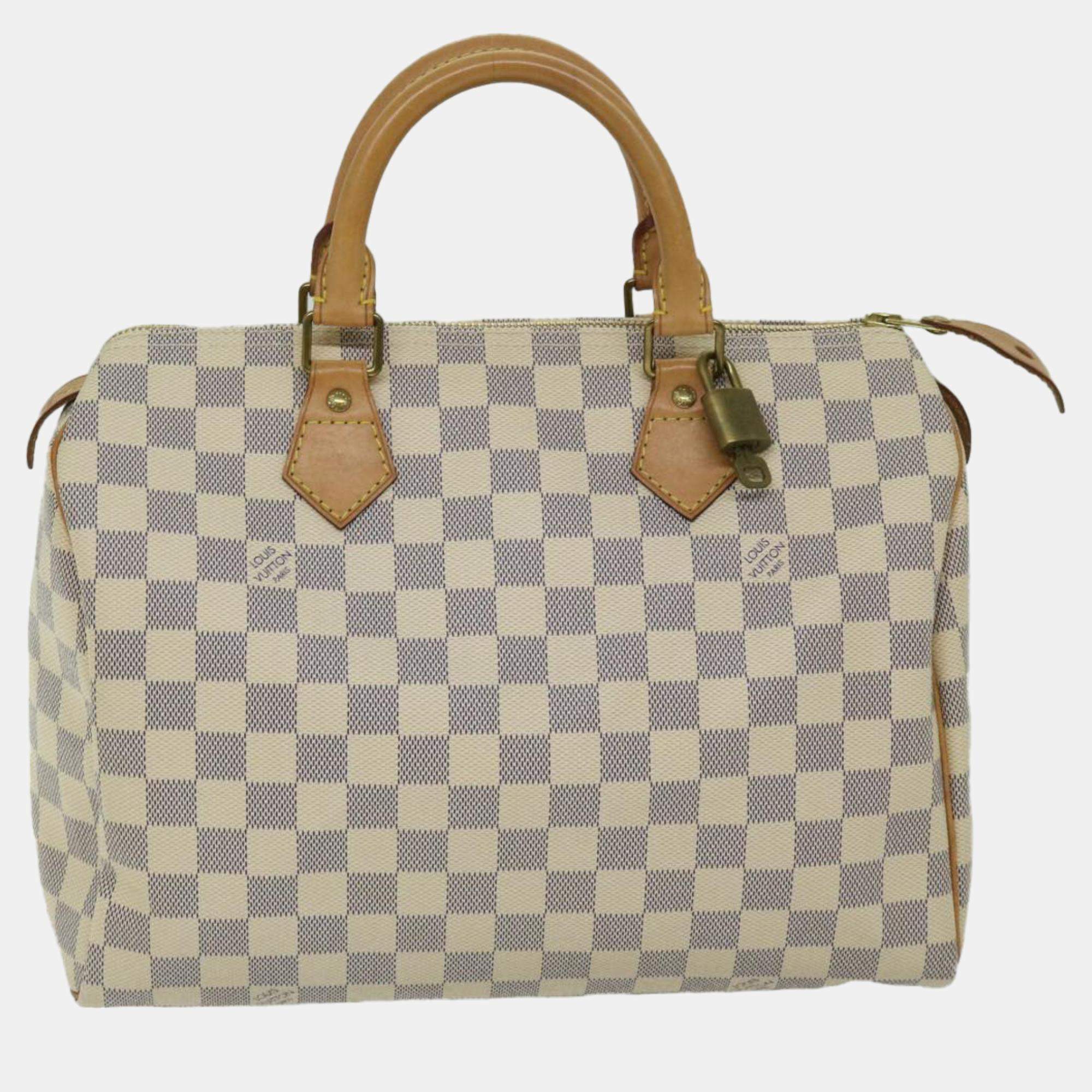 Louis Vuitton White Damier Azur Canvas Speedy 30 Satchel