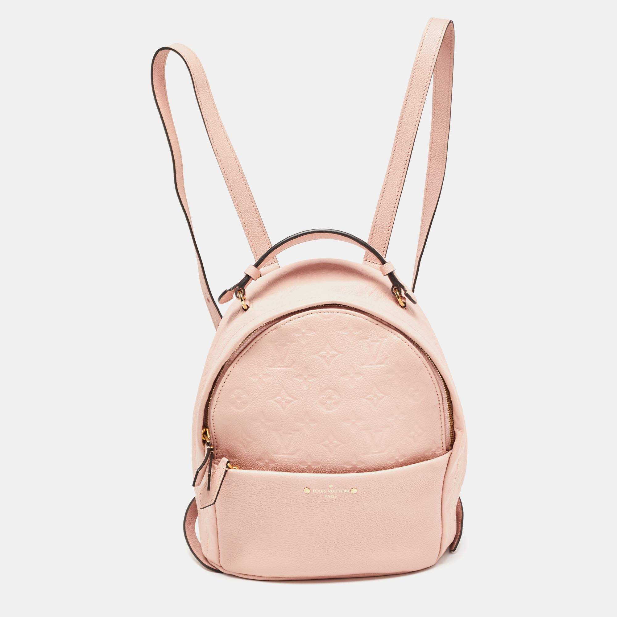 Pre Owned Louis Vuitton Rose Poudre Monogram Empreinte Leather Sorbonne Backpack