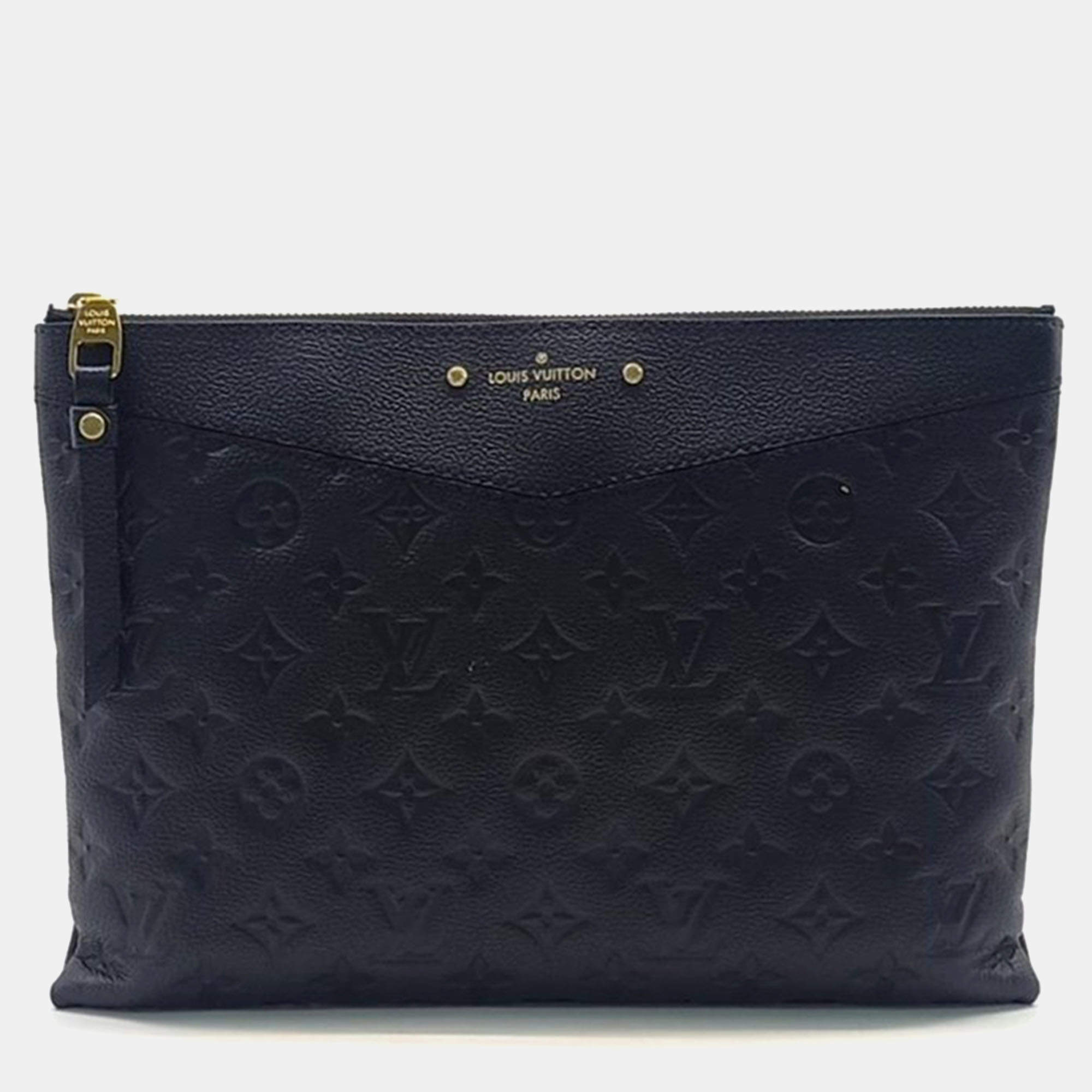 Pre Owned Louis Vuitton Black Monogram Empriente Leather Daily Clutch Bag