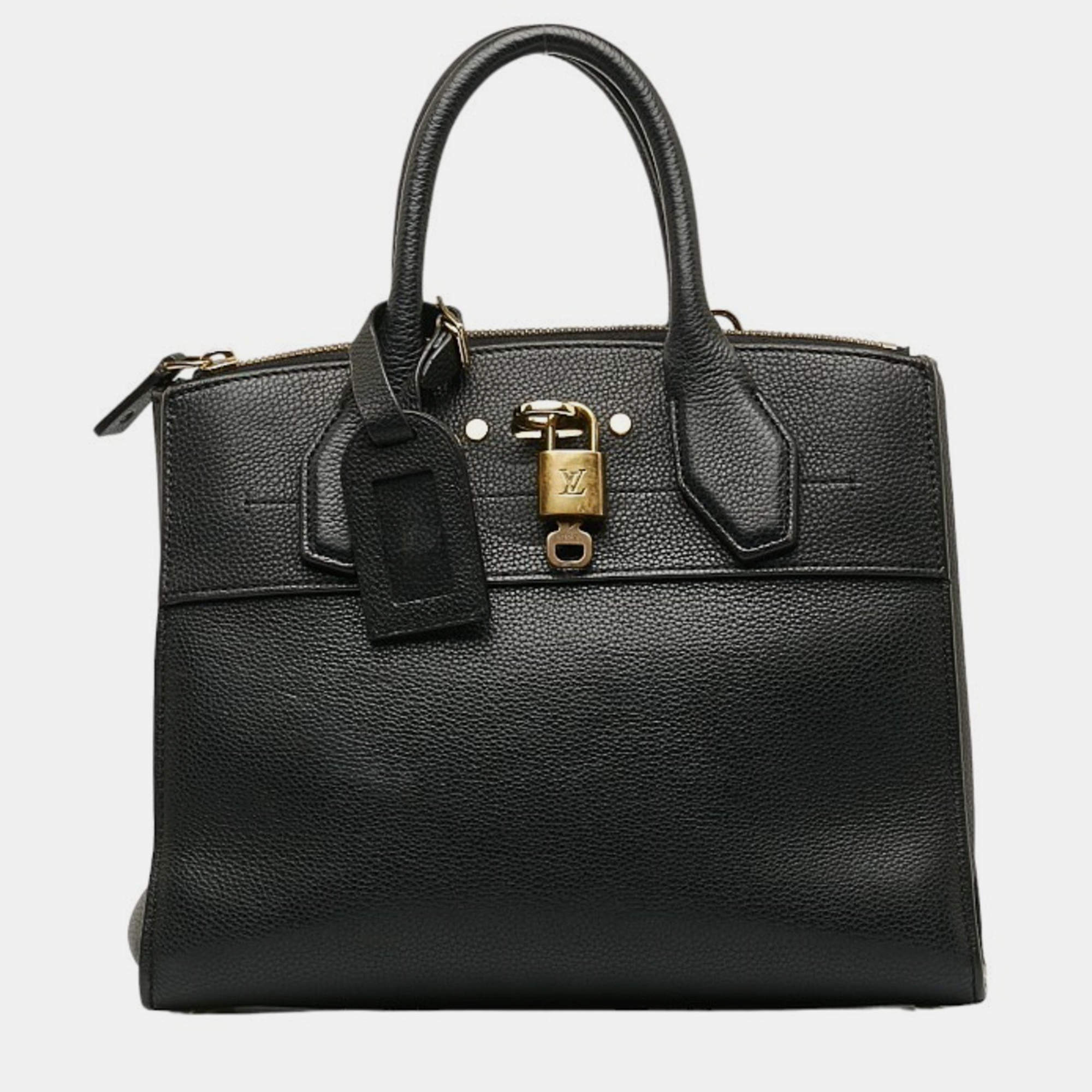 Louis Vuitton Black Leather City Steamer PM Satchel