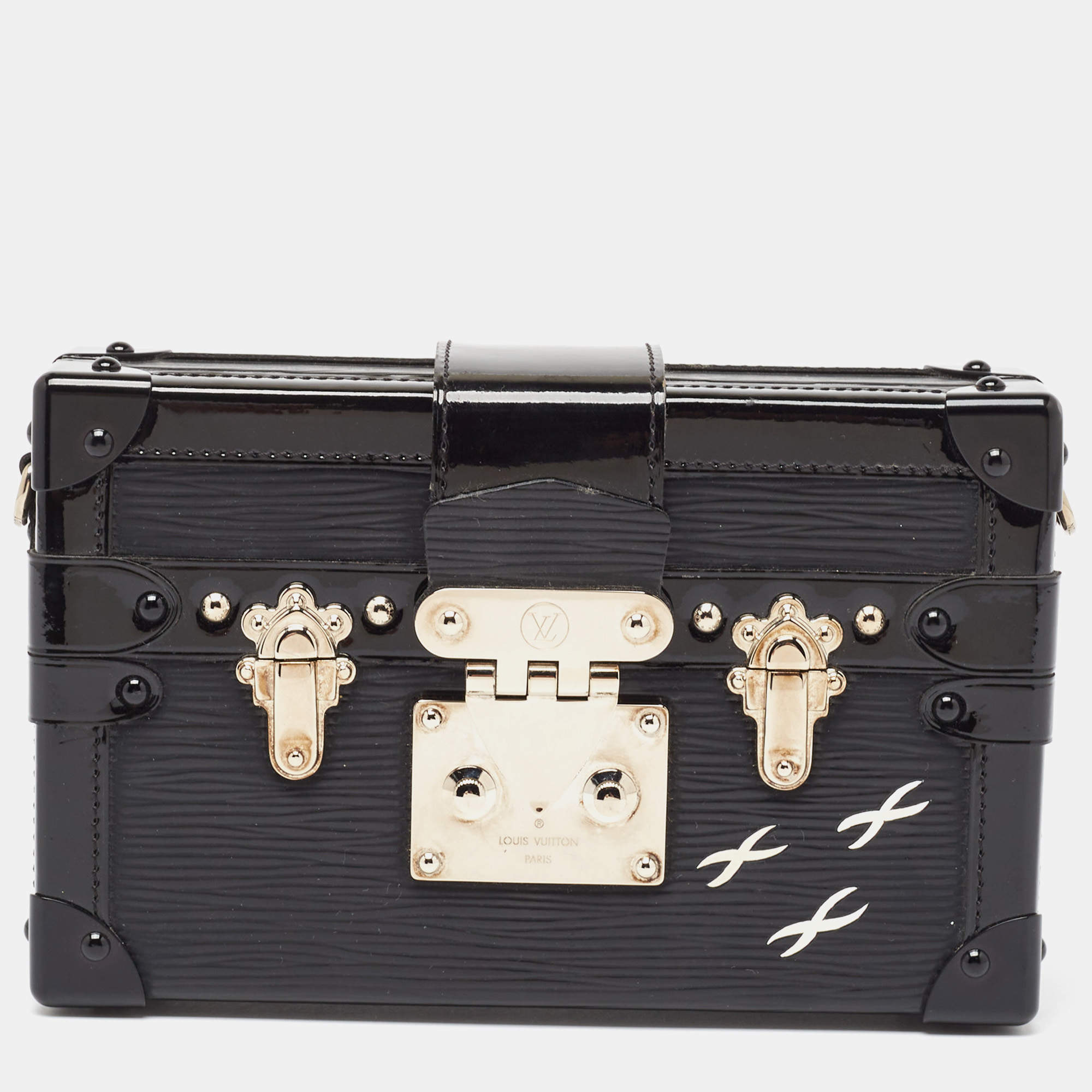 Pre Owned Louis Vuitton Black Epi Leather Petite Malle Clutch Bag