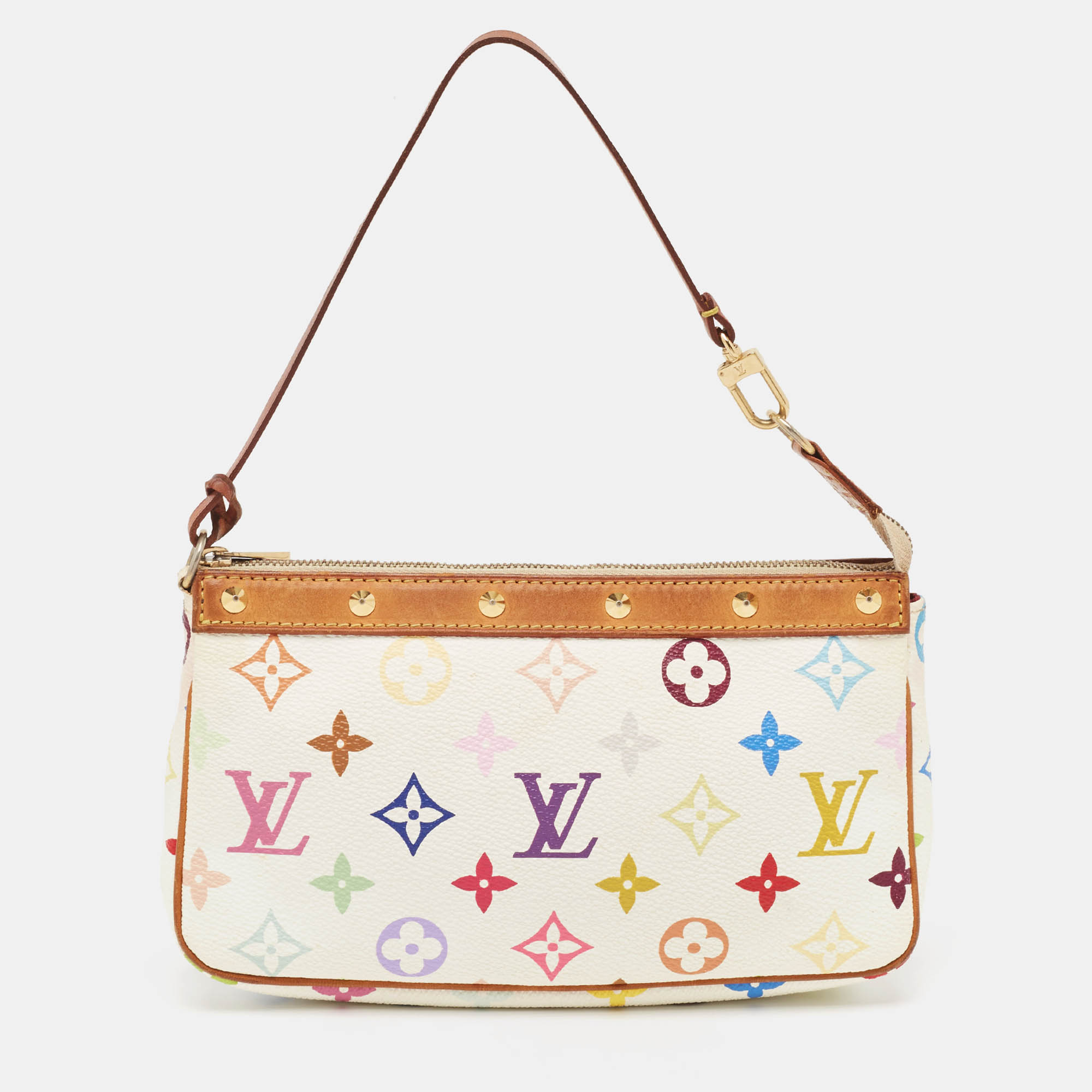 Pre Owned Louis Vuitton White Monogram Multicolore Canvas Pochette Accessoires Bag 