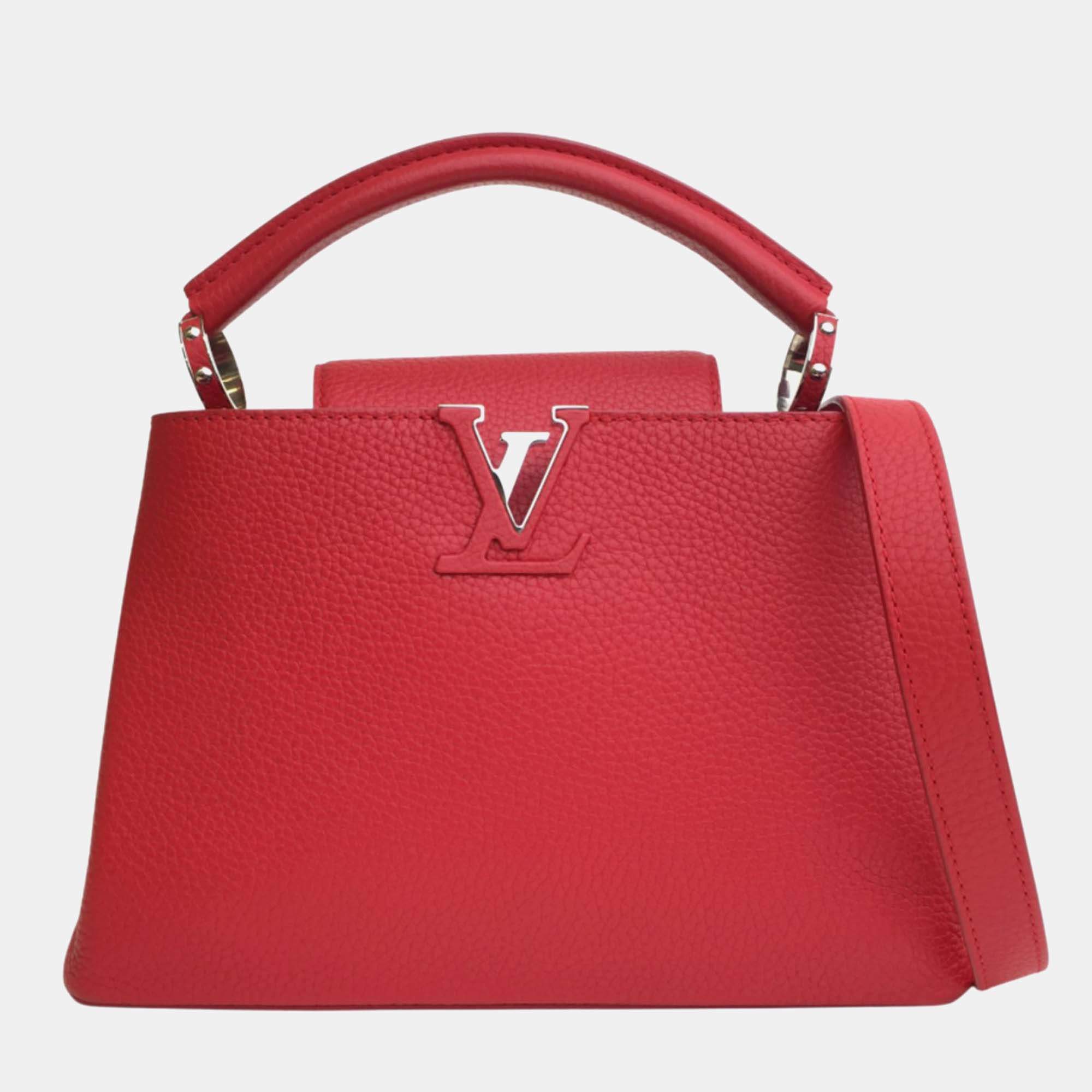 Louis Vuitton Red Leather Capucines BB Top Handle Bag