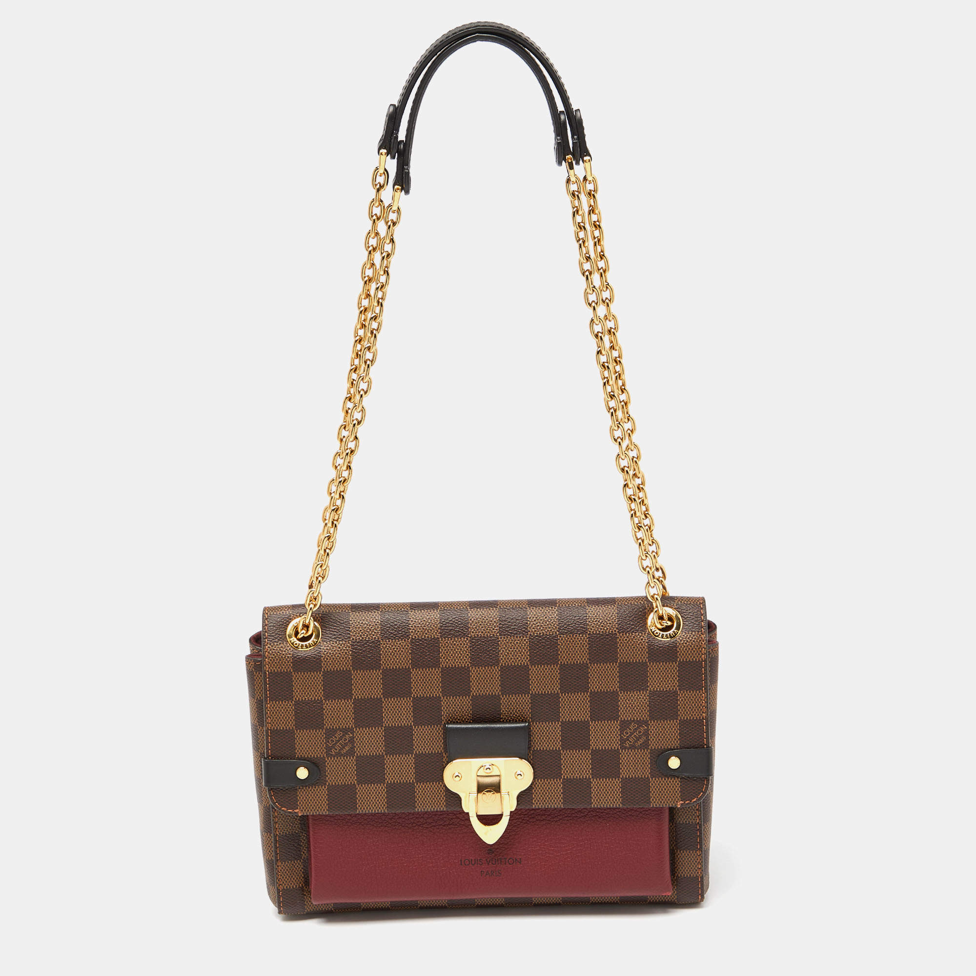 Pre Owned Louis Vuitton Bordeaux Damier Ebene Canvas Vavin PM Bag
