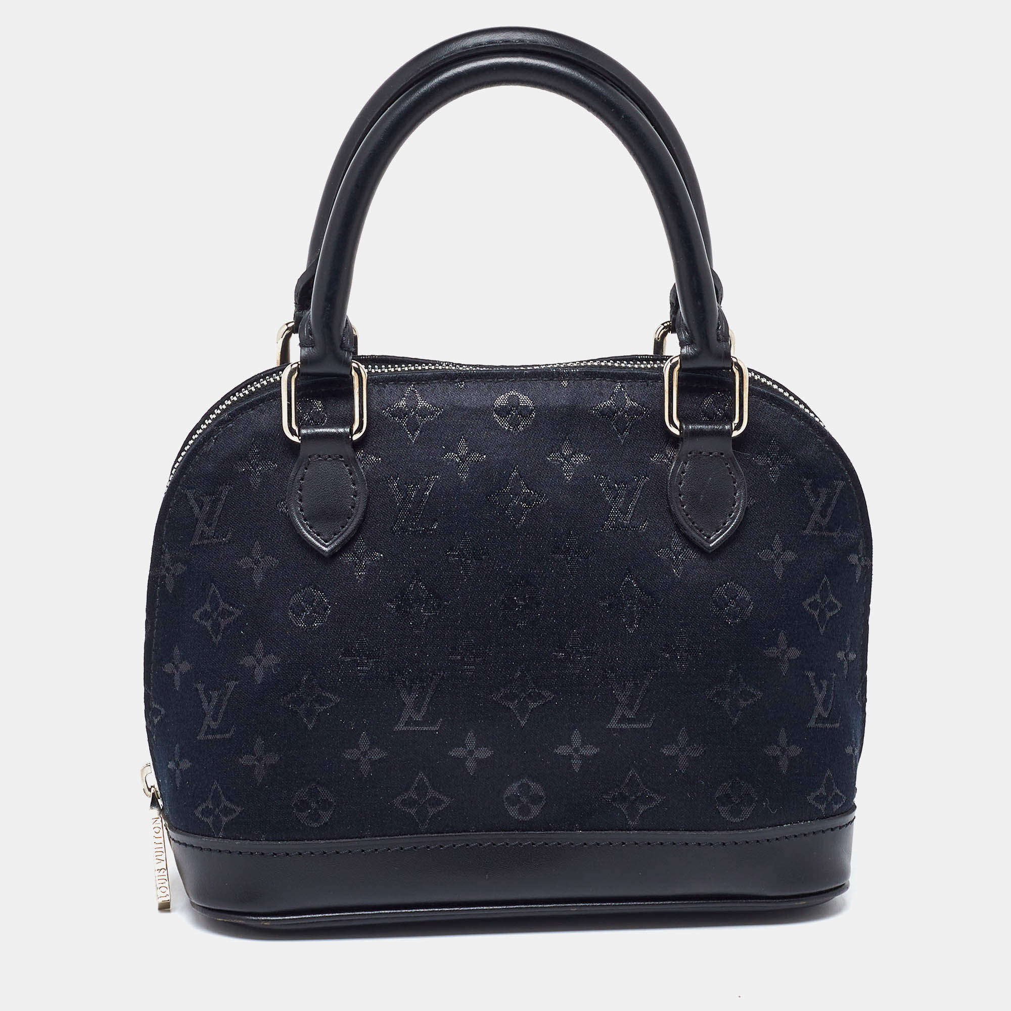 Pre Owned Louis Vuitton Black Monogram Satin and Leather Limited Edition Alma Mini Bag