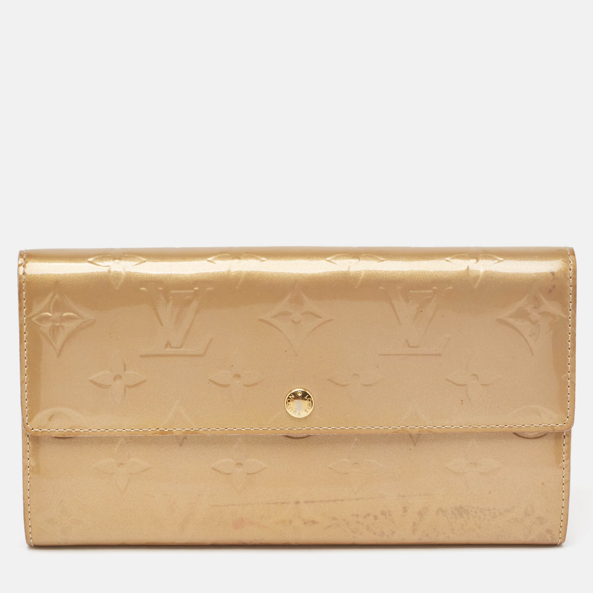 Louis Vuitton Beige Poudre Monogram Vernis Sarah Wallet