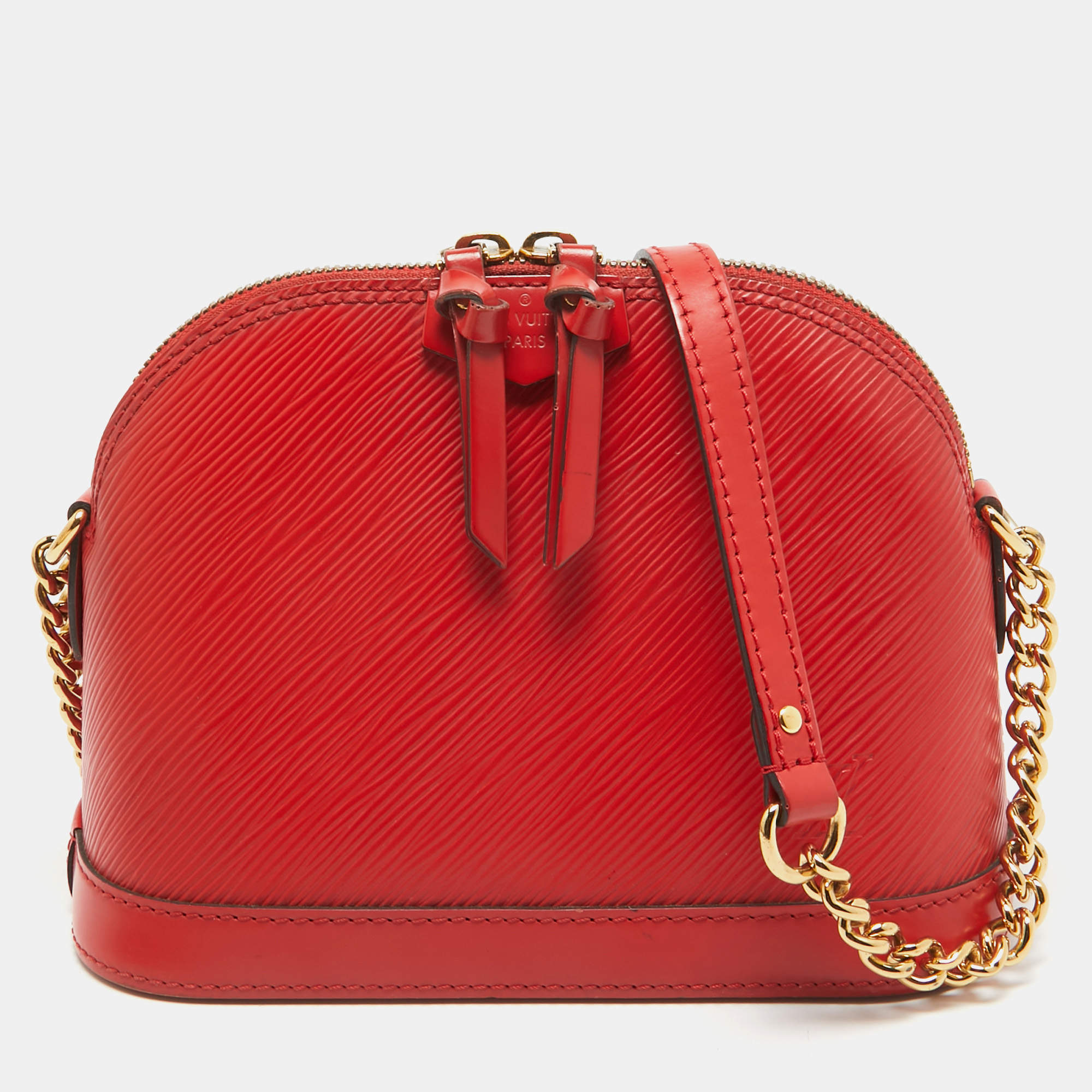 Pre Owned Louis Vuitton Red Epi Leather Mini Alma Bag