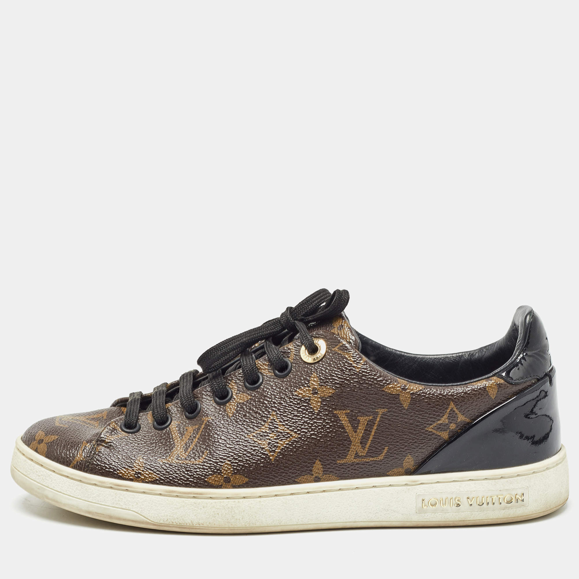 Louis Vuitton Brown Monogram Coated Canvas Frontrow Low Top Sneakers Size 38