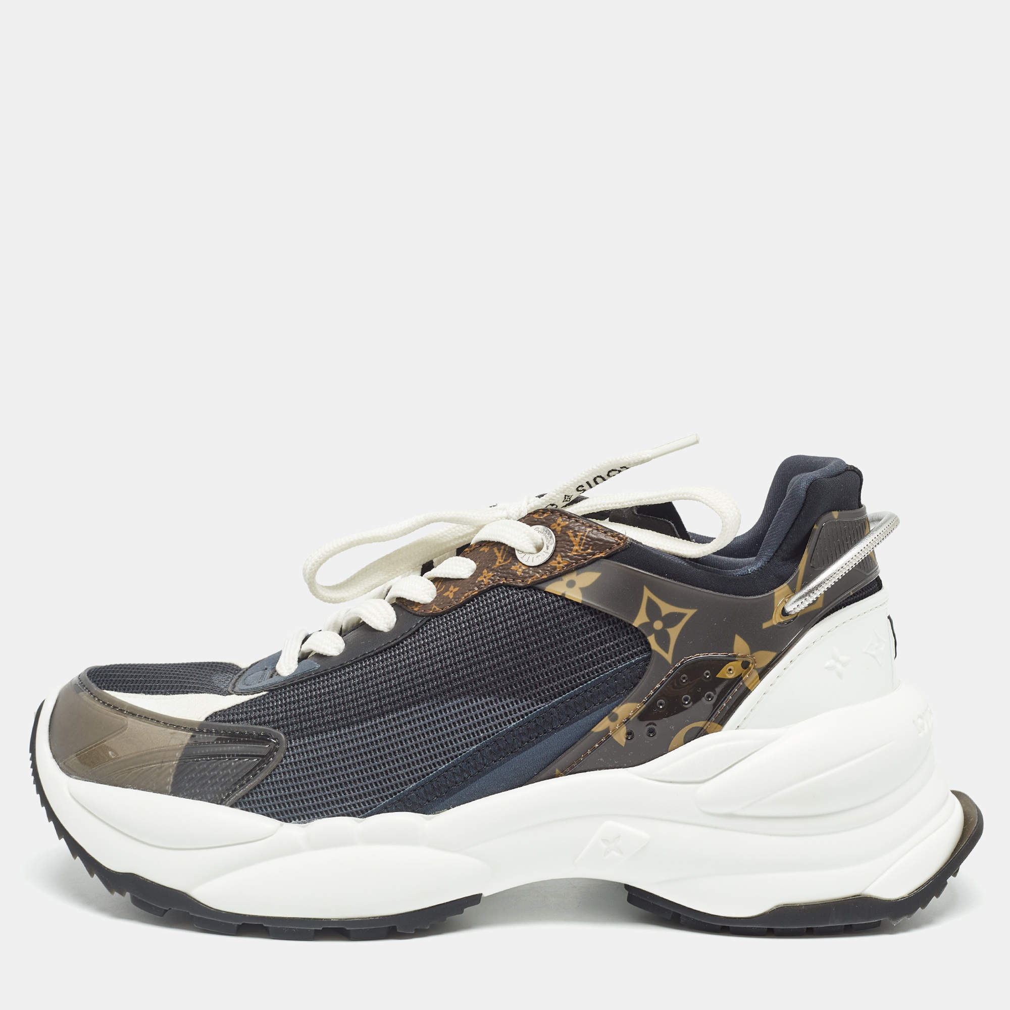 Louis Vuitton Multicolor Mesh and Monogram Canvas Run 55 Sneakers Size 38.5