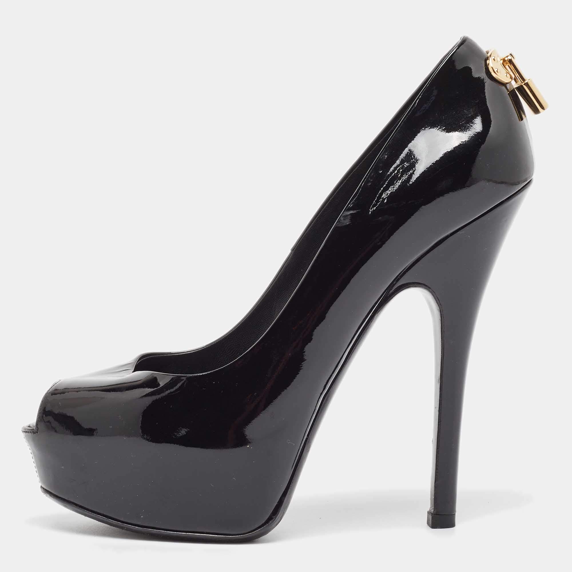 Pre Owned Louis Vuitton Black Patent Leather Oh Really! Pumps Size 37.5