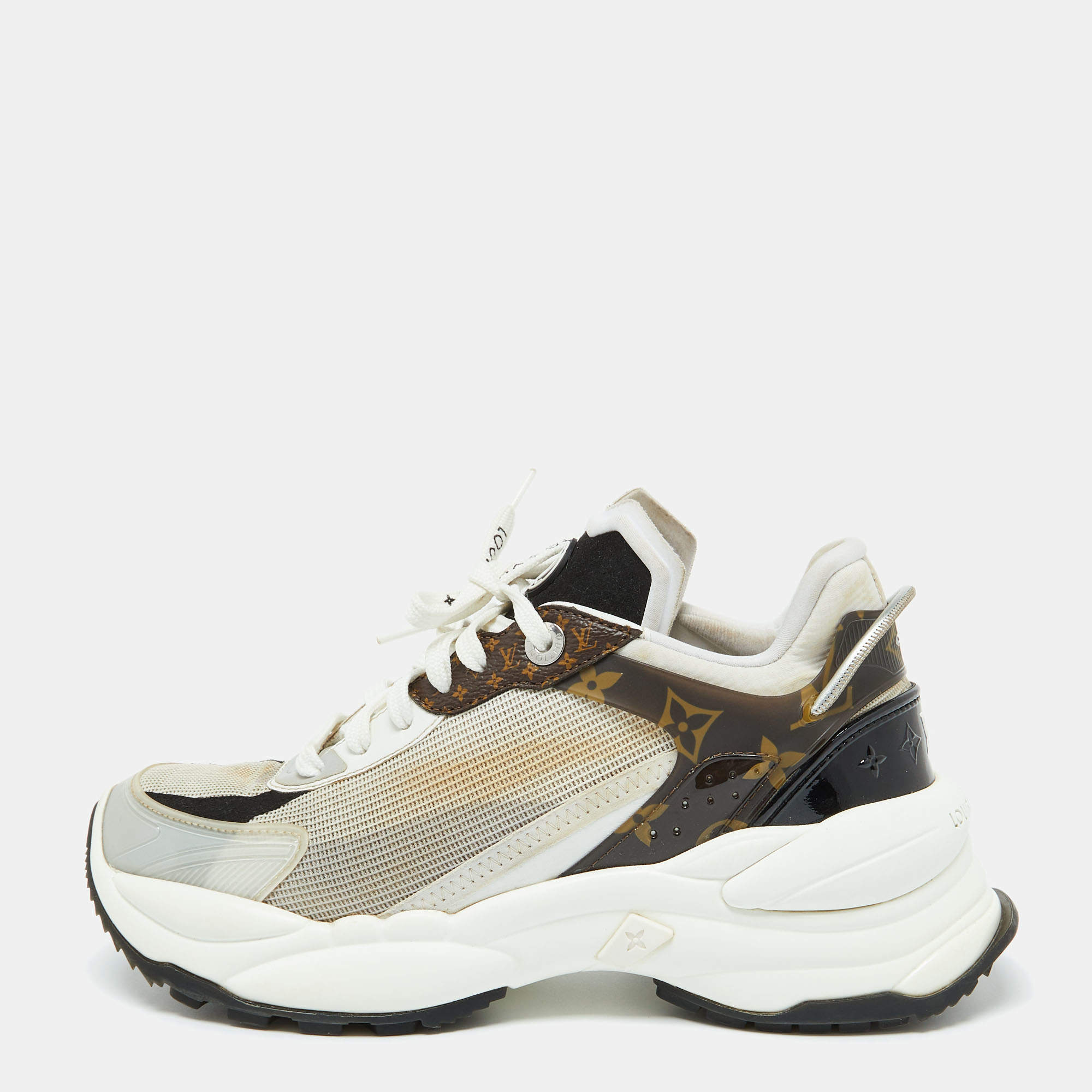 Louis Vuitton Tri Color Mesh and Monogram Canvas Low Top Sneakers Size 38
