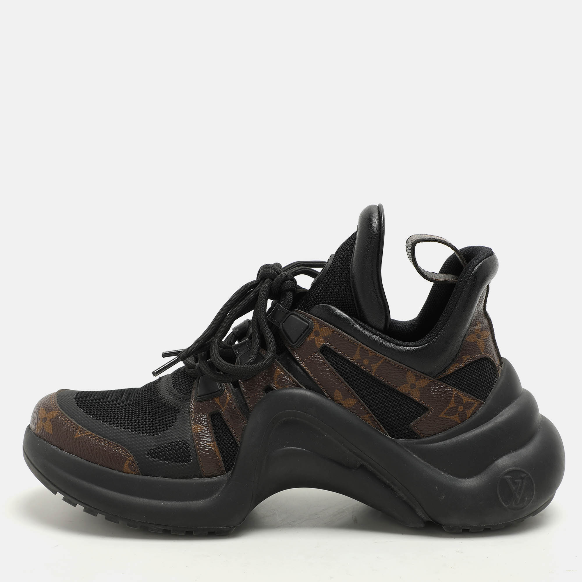 Louis Vuitton Brown/Black Canvas and Leather Archlight Sneakers Size 38.5