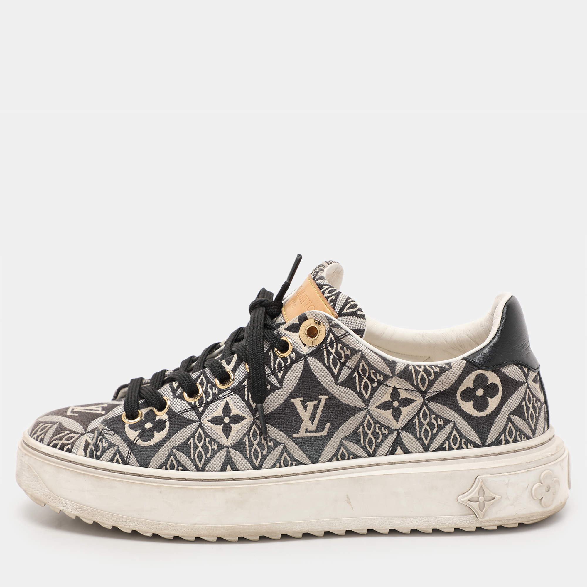 Louis Vuitton Blue Jacquard Since 1854 Timeout Sneakers Size 36