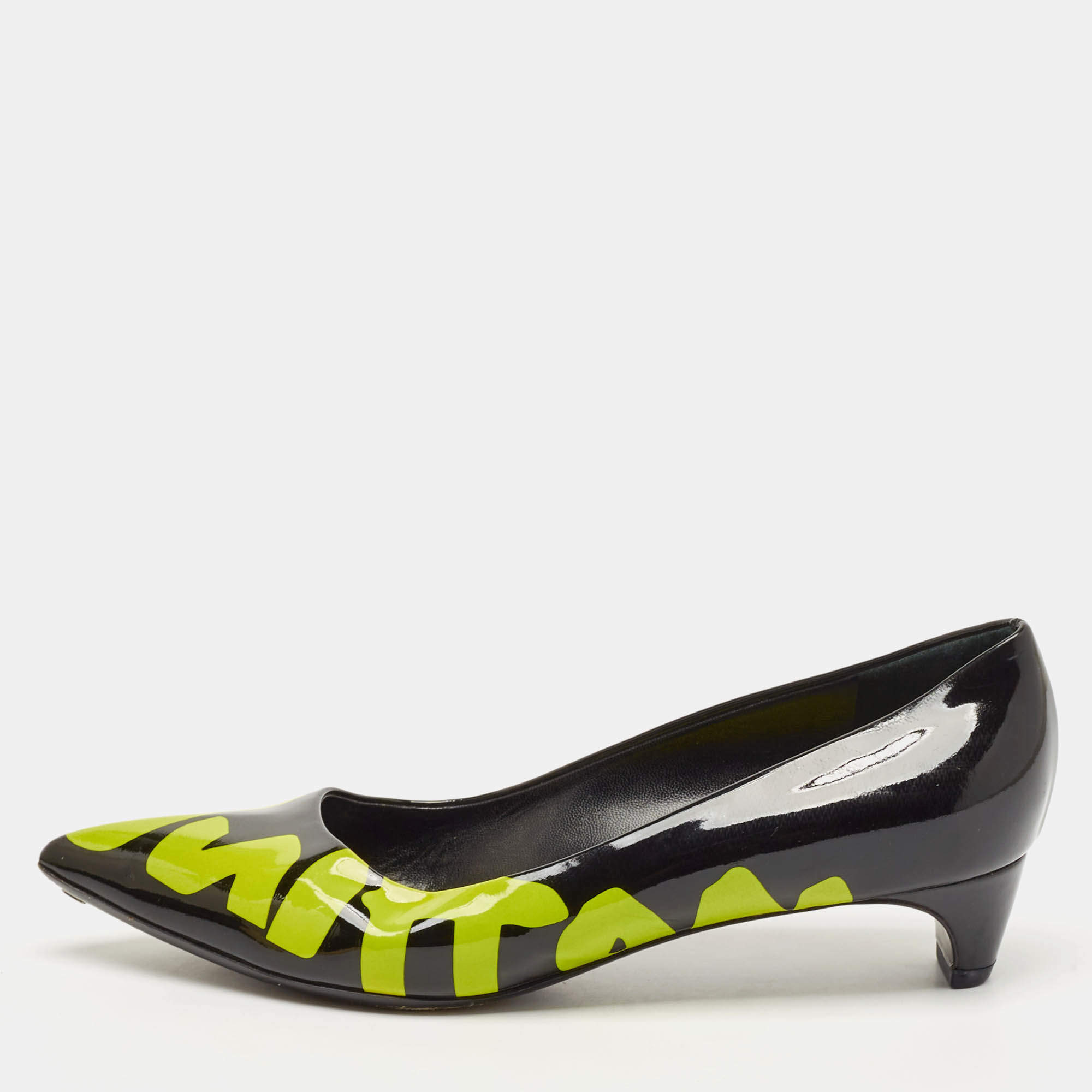 مملوكة مسبقًا Louis Vuitton Black/Green Graffiti Patent Leather Stephen Sprouse Pumps Size 35.5