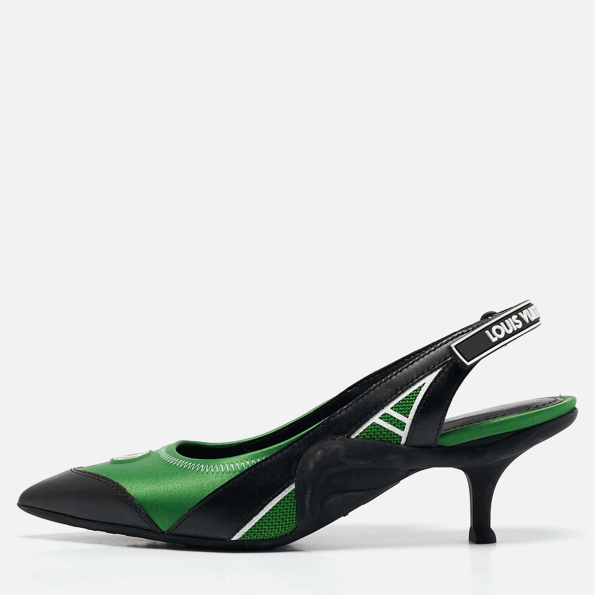 Louis Vuitton Green/Black Leather and Mesh Archlight Pumps Size 36