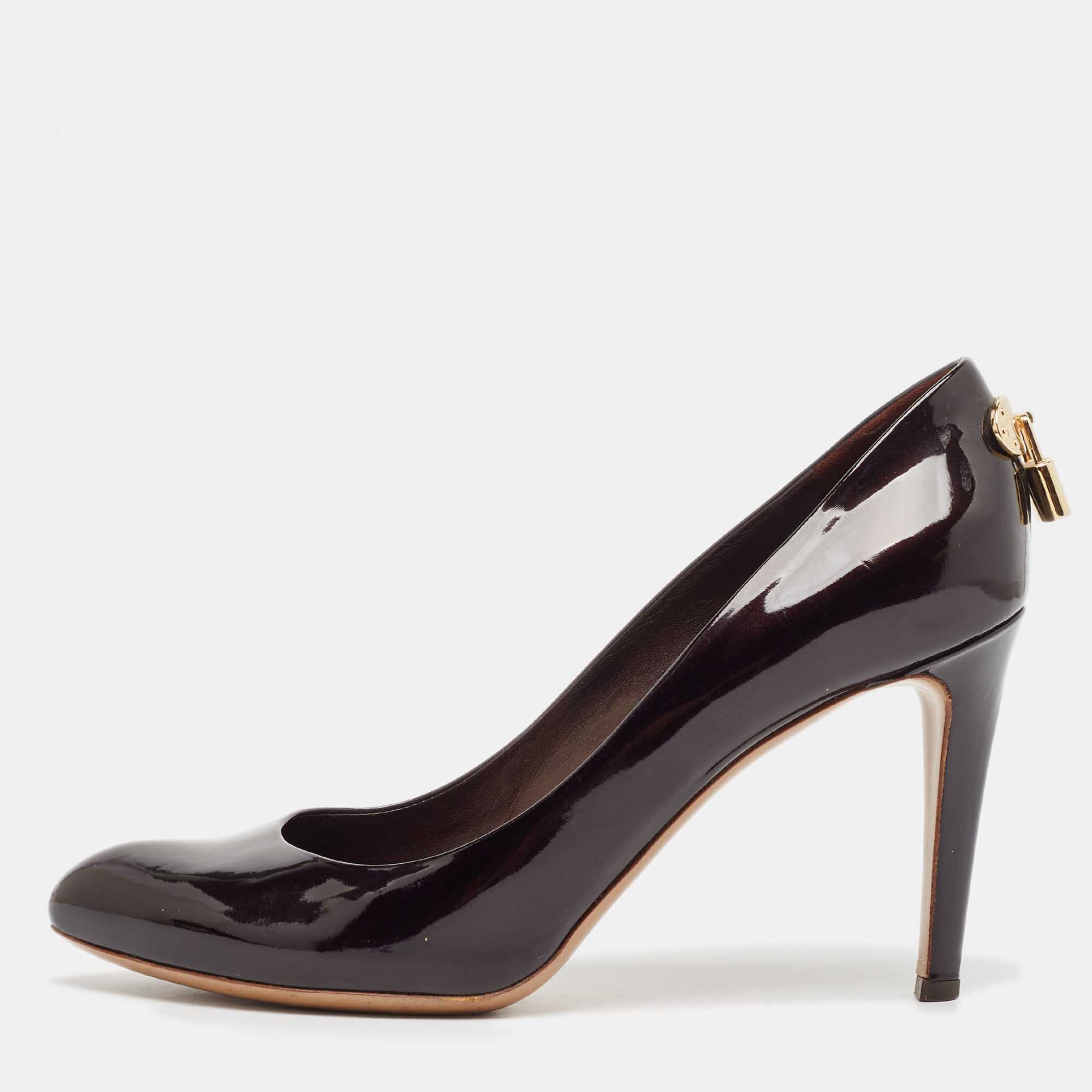 Louis Vuitton Burgundy Patent Leather Oh Really! Platform Pumps Size 38.5