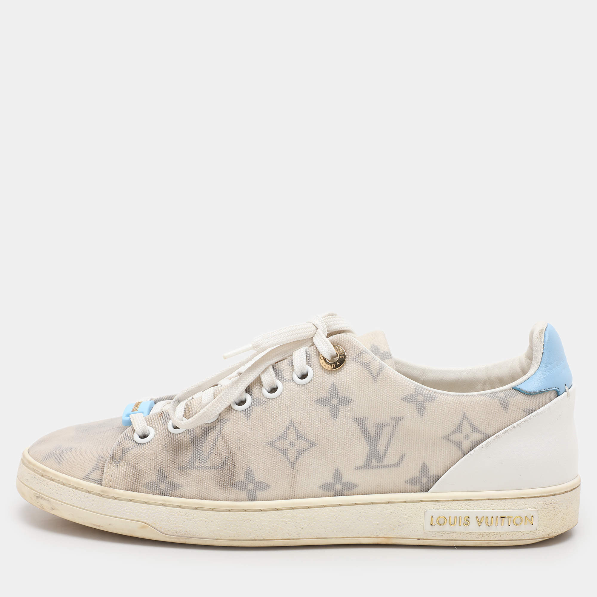 Louis Vuitton White Monogram Technical Mesh Frontrow Sneakers Size 38