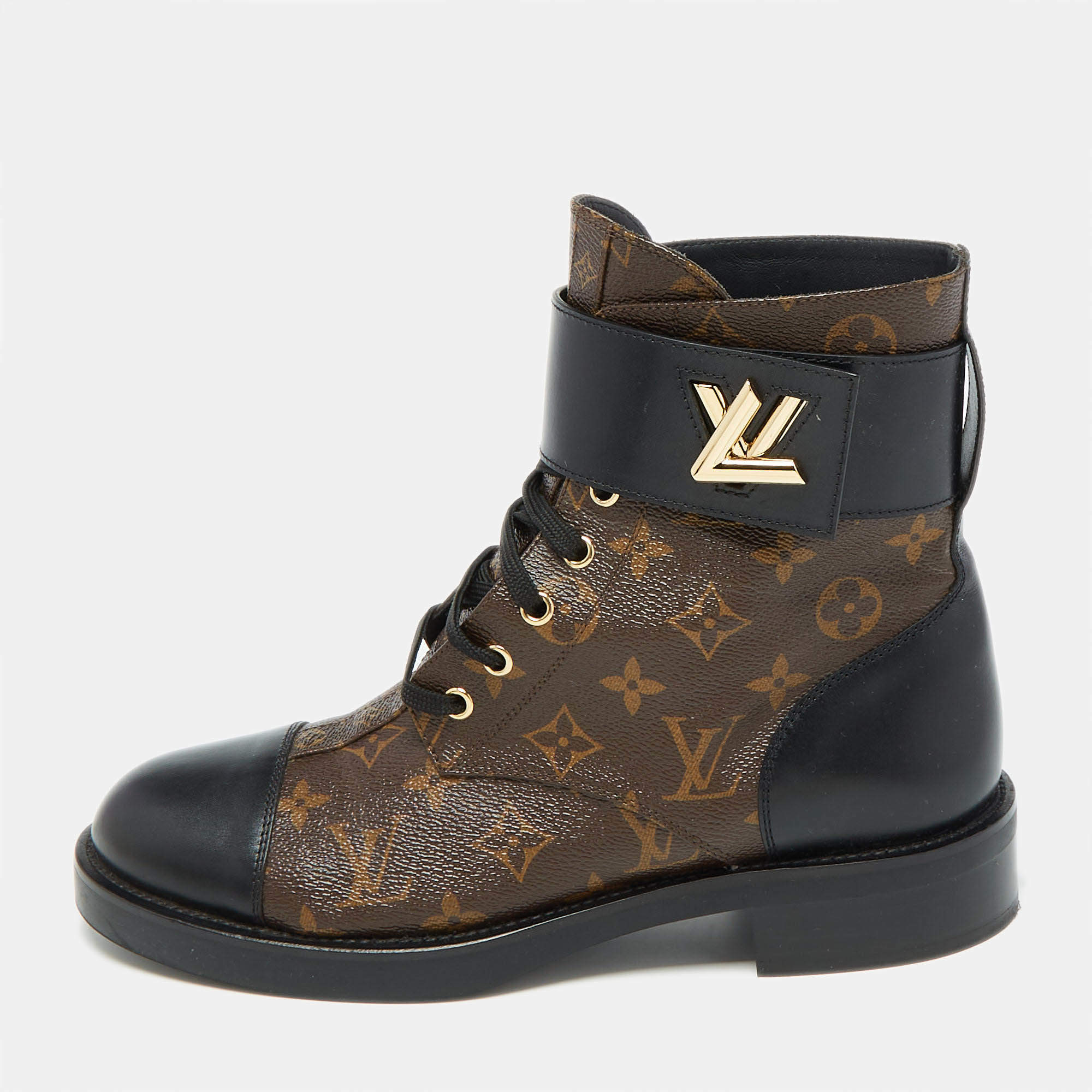 Louis Vuitton Monogram Canvas and Leather Wonderland Ranger Combat Boots Size 41