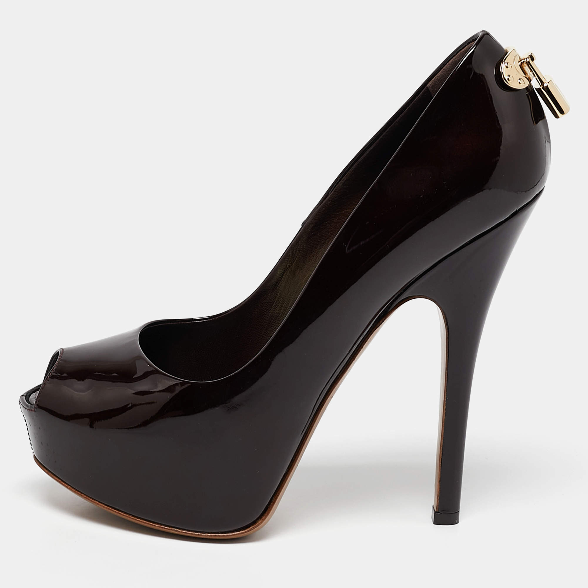 Louis Vuitton Burgundy Patent Leather Oh Really! Pumps Size 38