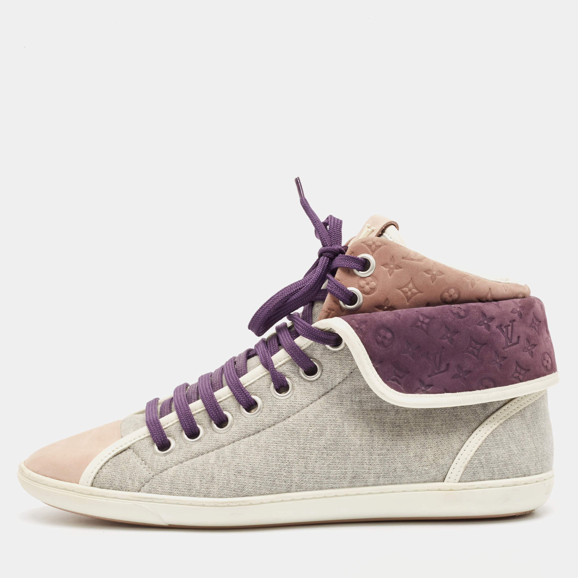 Louis Vuitton Multicolor Suede and Fabric Brea High Top Sneakers Size 39