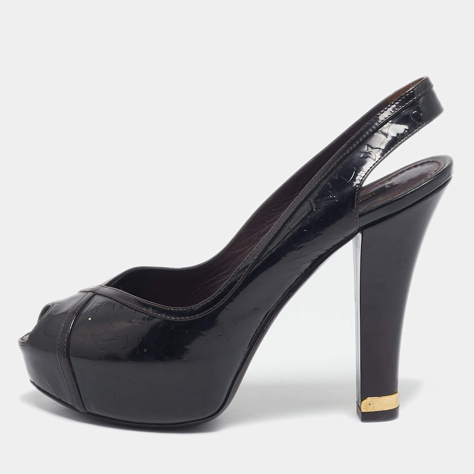Louis Vuitton Amarante Monogram Vernis Tamara Slingback Pumps Size 37
