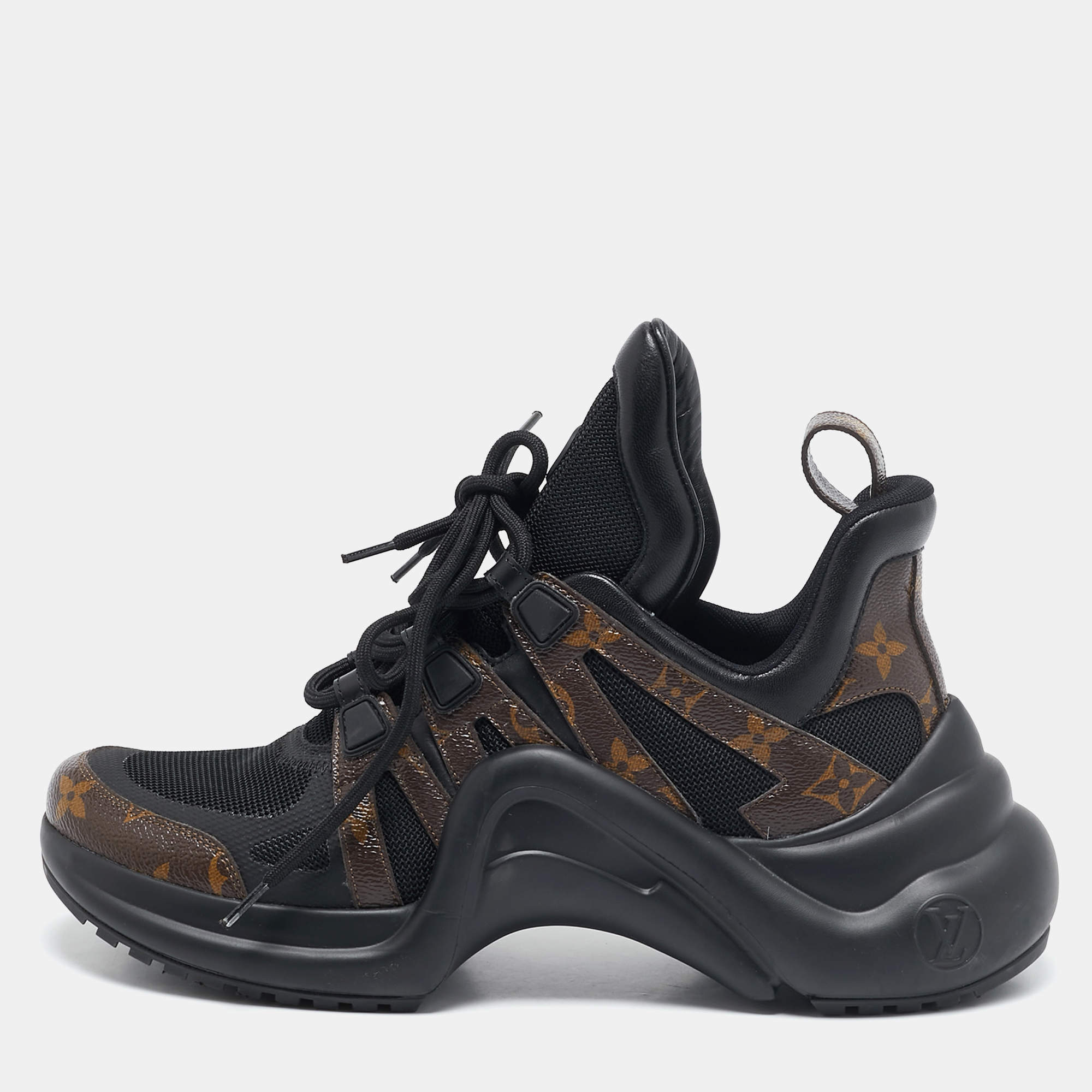 Louis Vuitton Black Mesh and Monogram Canvas Archlight Sneakers Size 41