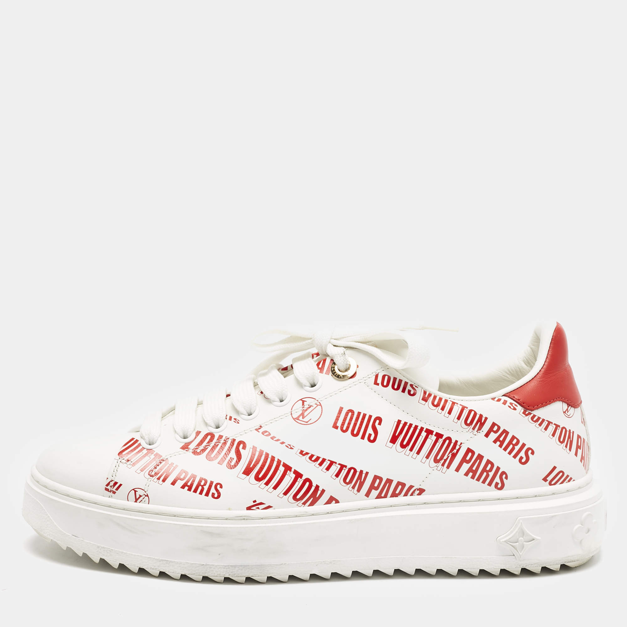 Louis Vuitton White Leather Graffiti Logo Low Top Sneakers Size 39