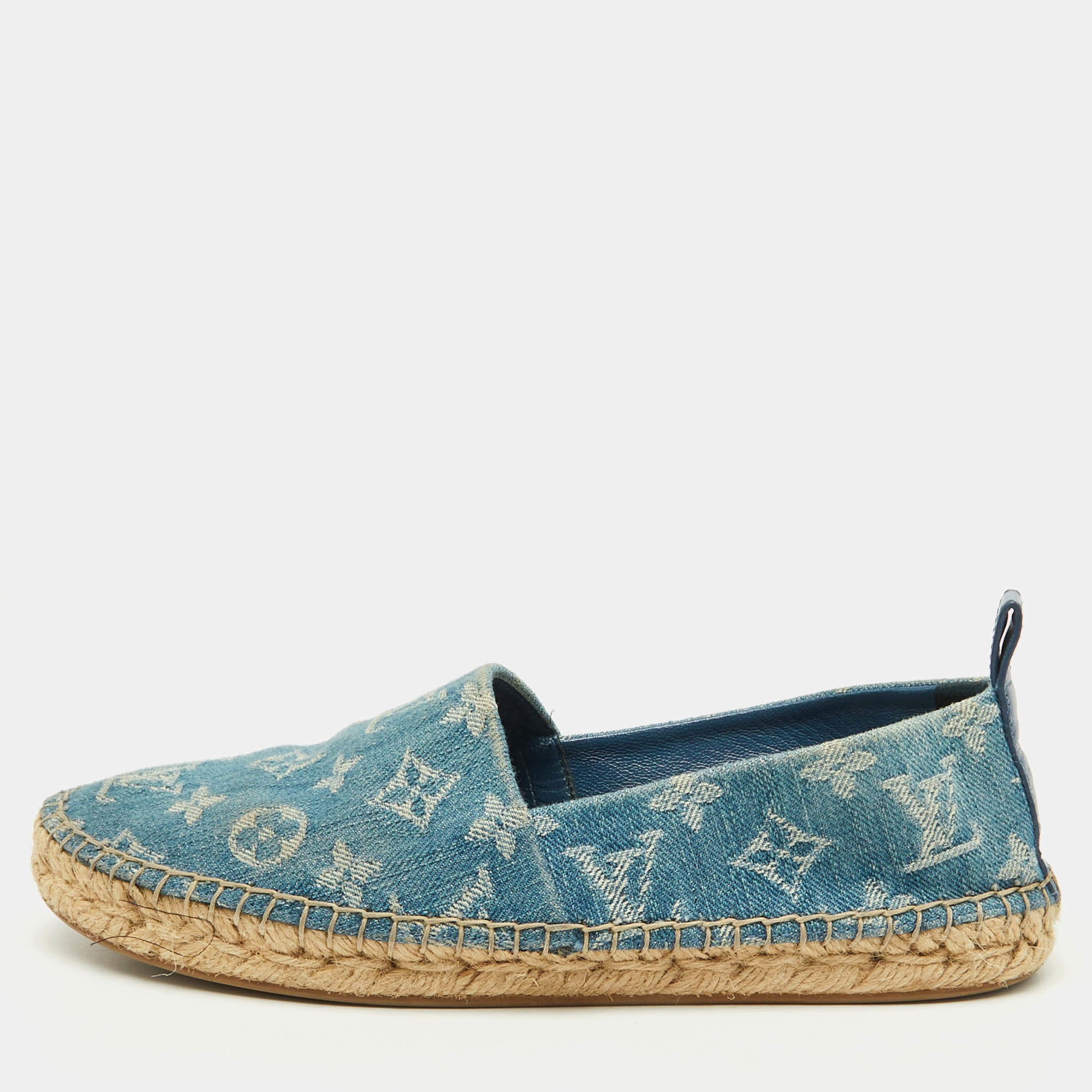 Louis Vuitton Blue Monogram Denim Starboard Espadrille Loafers Size 36