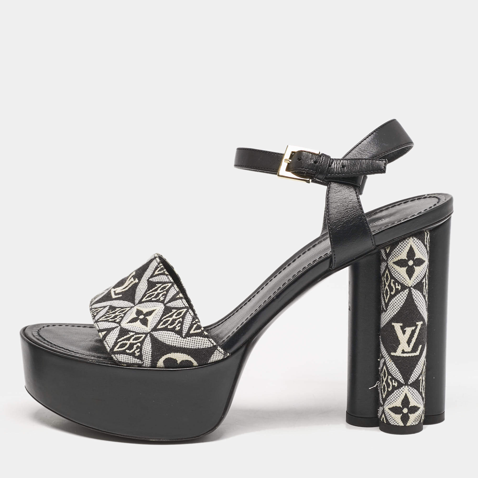 مملوكة مسبقًا صندل لوي فيتون بلاتفورم مونوغرام جاكار أسود سيولويت مقاس 40
