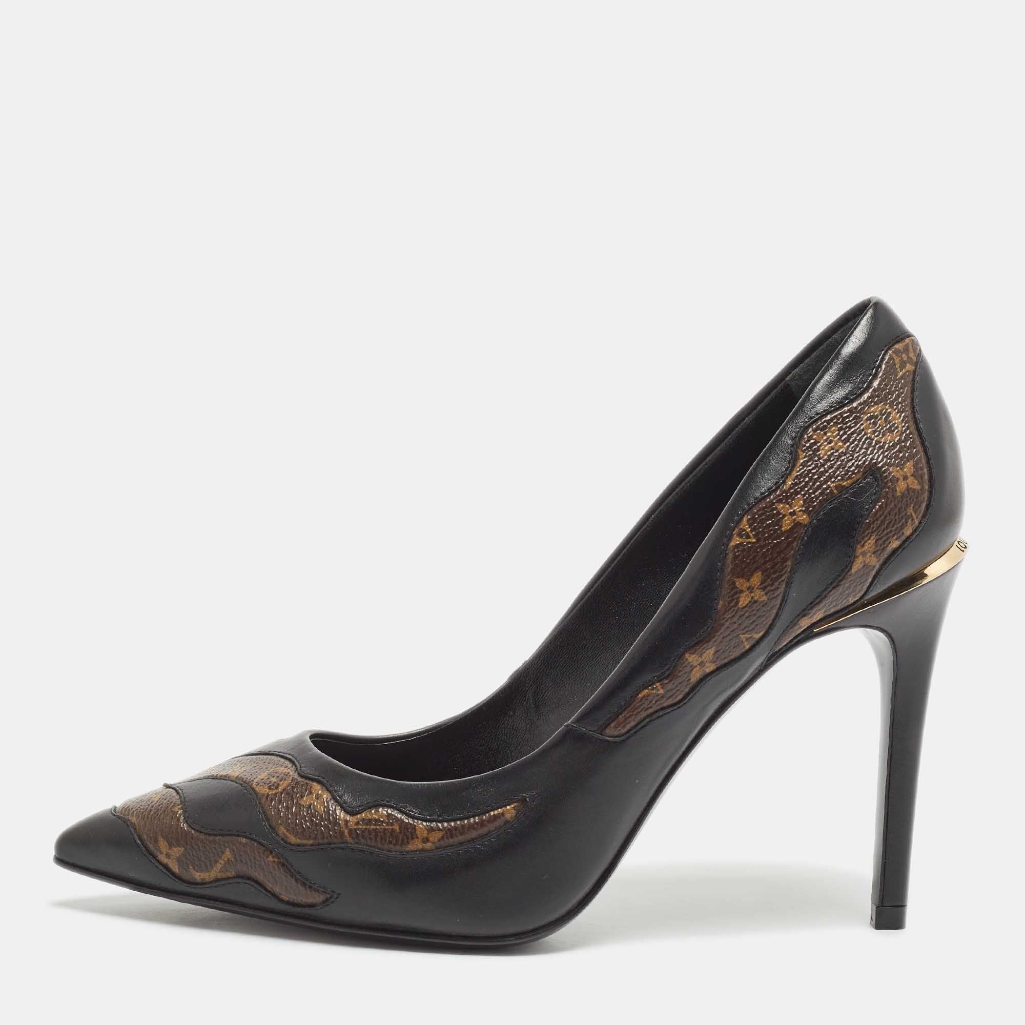 Louis Vuitton Monogram Canvas And Leather First Lady Pointed Toe Pumps Size 36.5