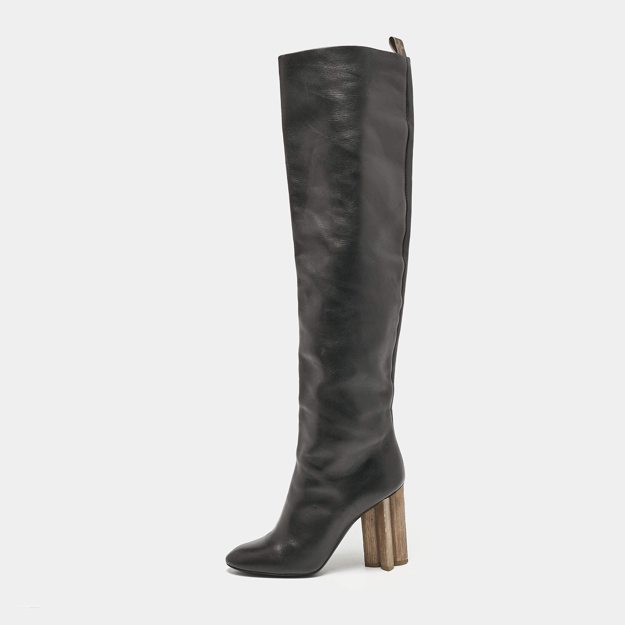 Louis Vuitton Black Leather Silhouette Over The Knee Boots Size 39