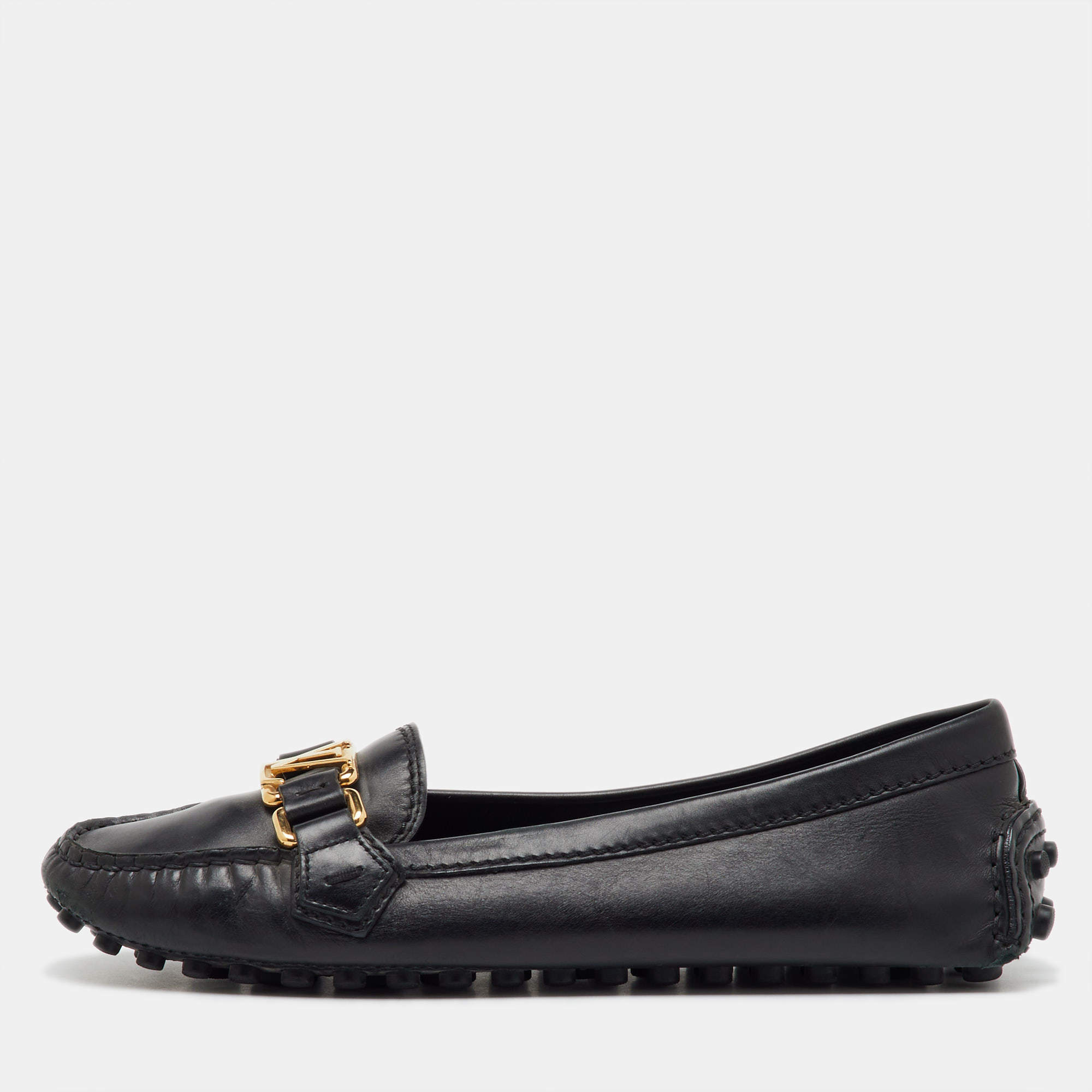 Louis Vuitton Black Leather Oxford Loafers Size 37