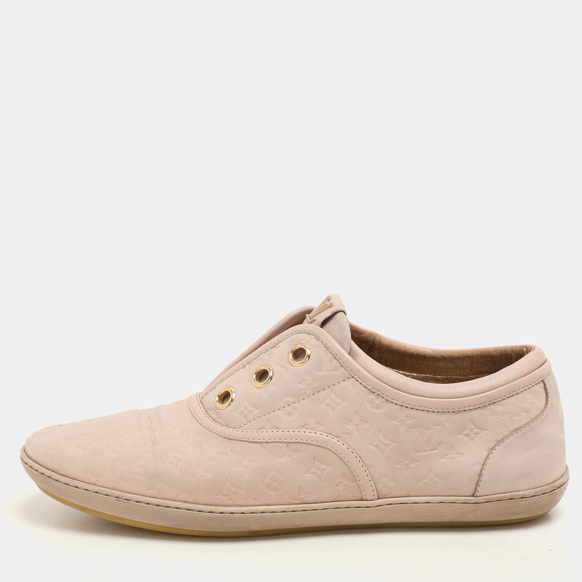 Louis Vuitton Powder Pink Monogram Nubuck Leather Popincourt Sneakers Size 36.5