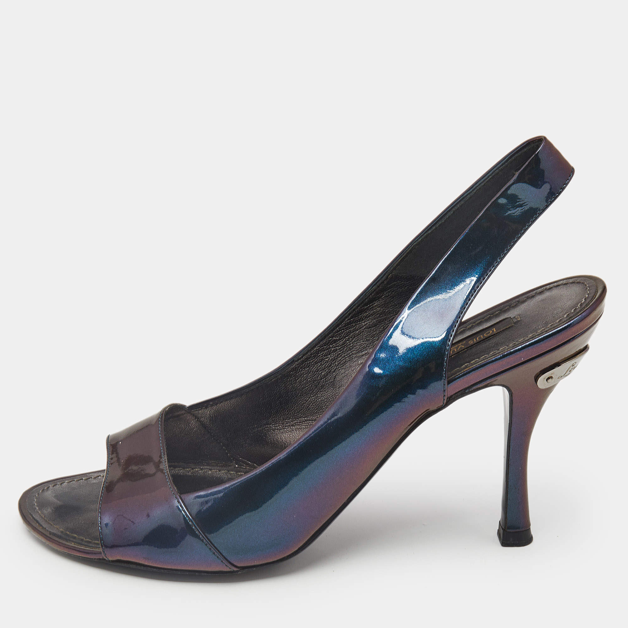 Louis Vuitton Iridescent Patent Leather Peep Toe Pumps Size 38.5 
