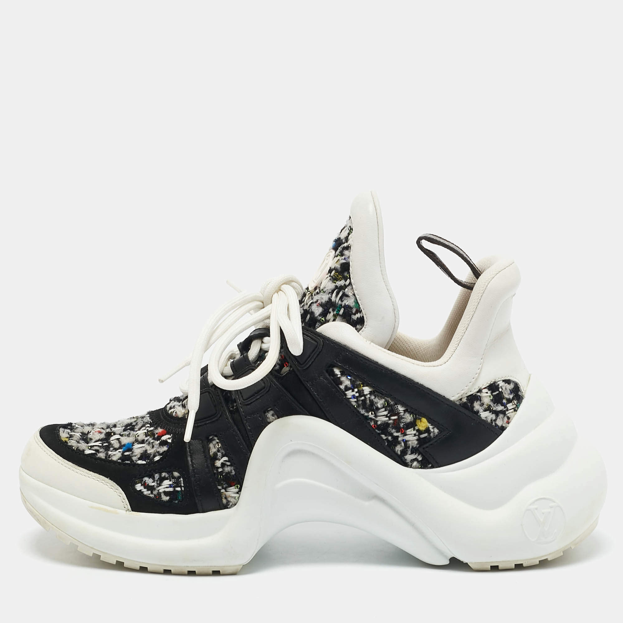 Louis Vuitton Multicolor Tweed and Leather Archlight Sneakers Size 37