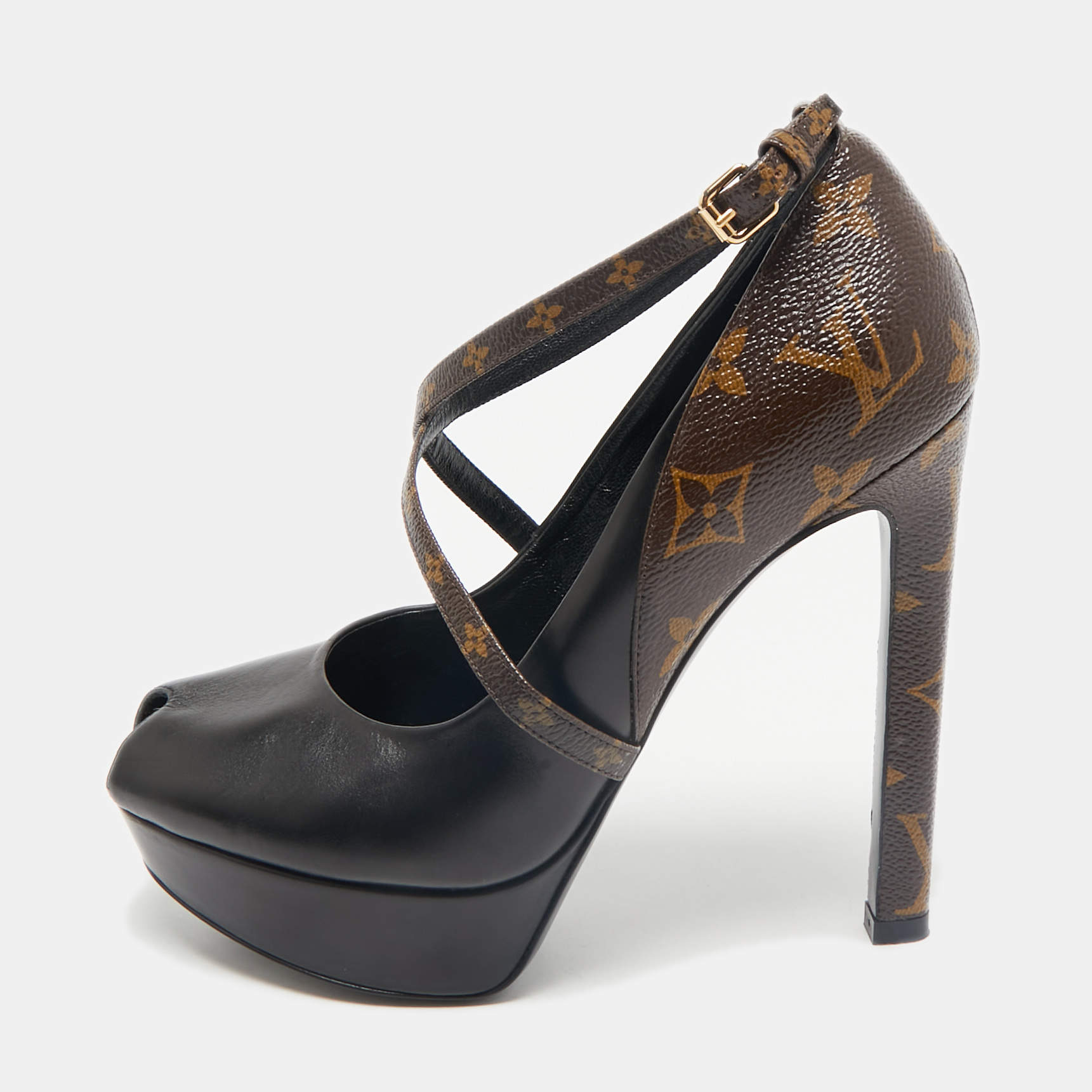 Louis Vuitton Black Monogram Canvas and Leather Temptation Pumps Size 36