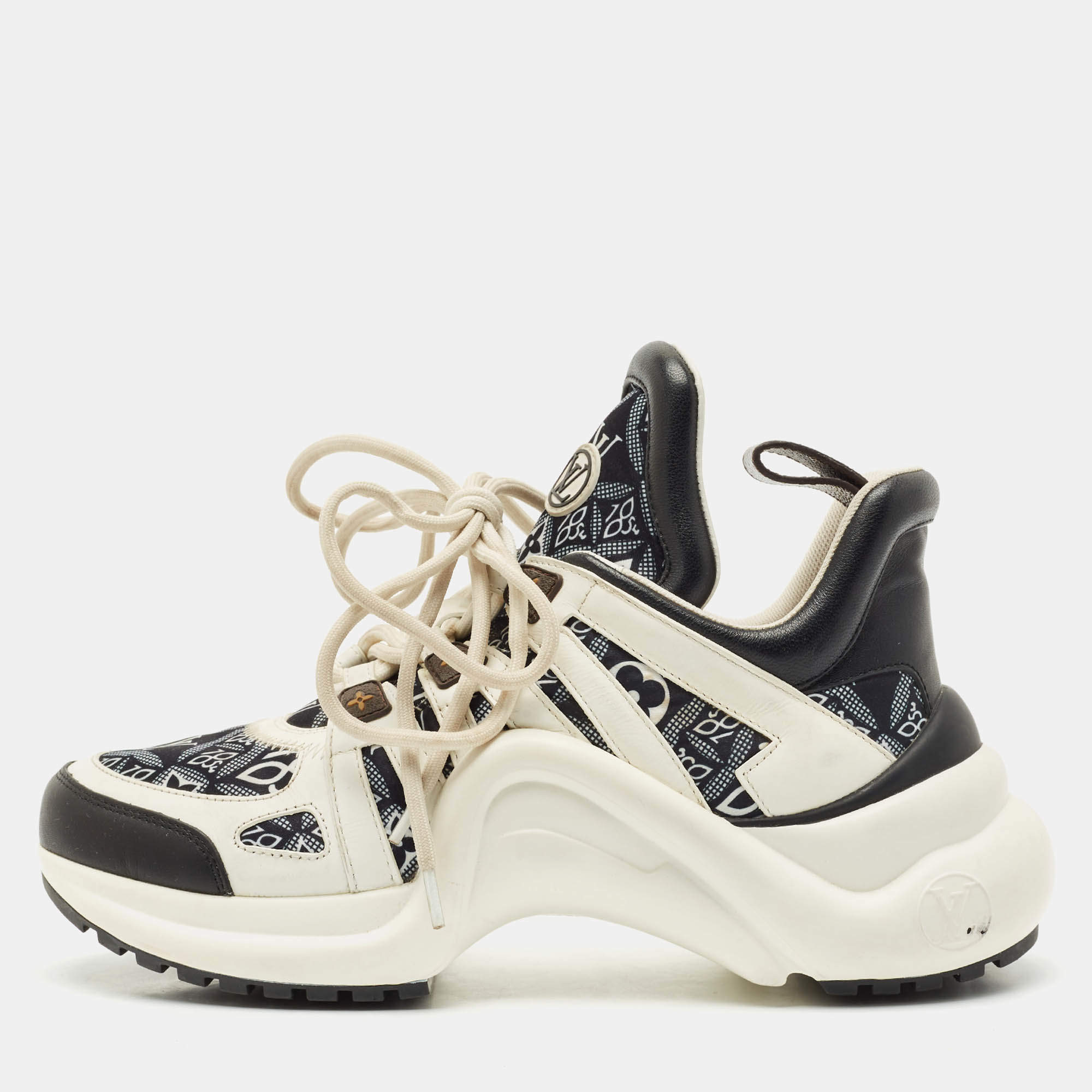 Louis Vuitton White/Blue Monogram Canvas and Fabric Archlight Low Top Sneakers Size 39