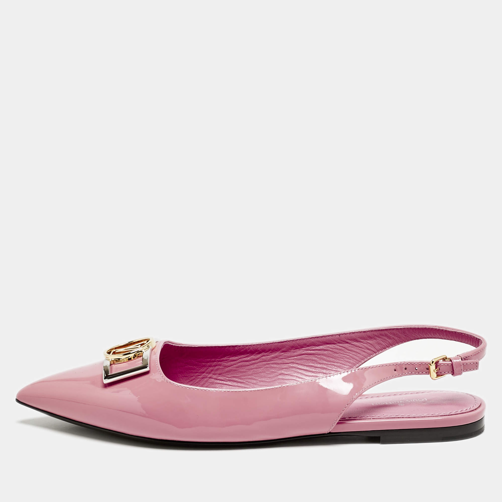 Louis Vuitton Pink Patent Leather Insider Slingback Flats Size 39
