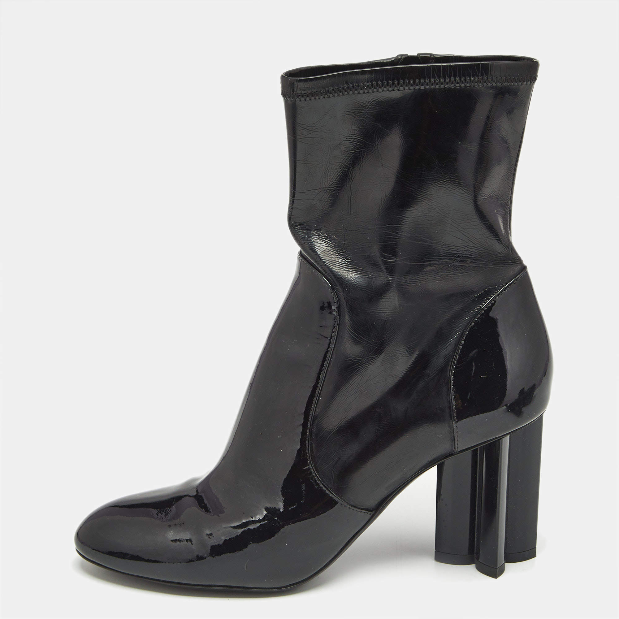 Louis Vuitton Black Patent Leather Silhouette Ankle Boots Size 38